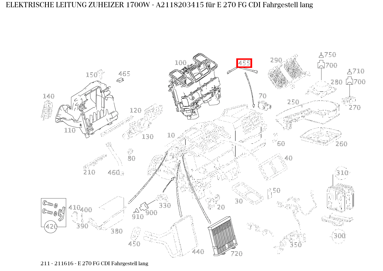 Elektrische Leitung ZUHEIZER 1700W E 270 FG CDI Fahrgestell lang 211 Elektrische Leitung ZUHEIZER 1700W E 270 FG CDI Fahrgestell lang 211