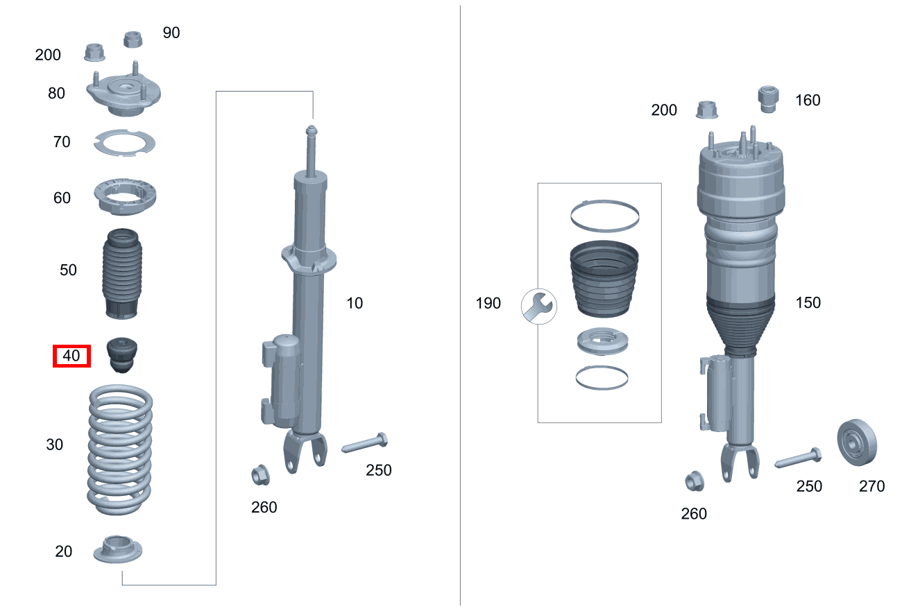 Anschlagpuffer Stossd. Links und rechts E 300 e T-Modell 213