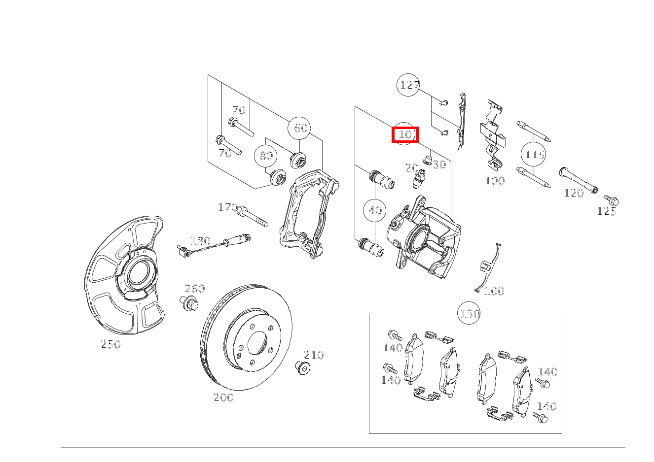 Festsattel TEILESATZ RECHTS E 63 T AMG 212