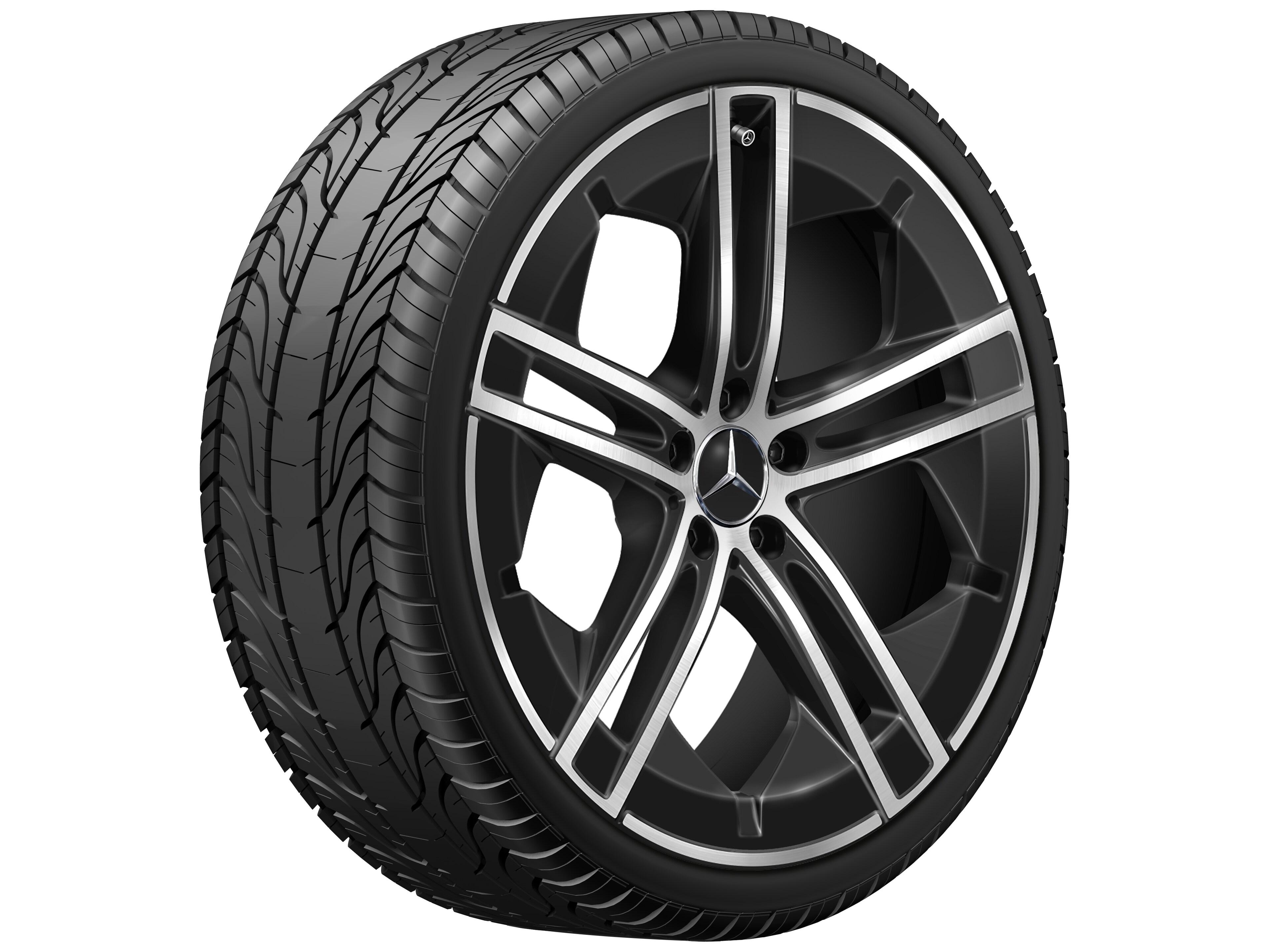 5-Doppelspeichen-Rad, Aero, 21 Zoll, 10 J x 21 ET 66, schwarz, glanzgedreht