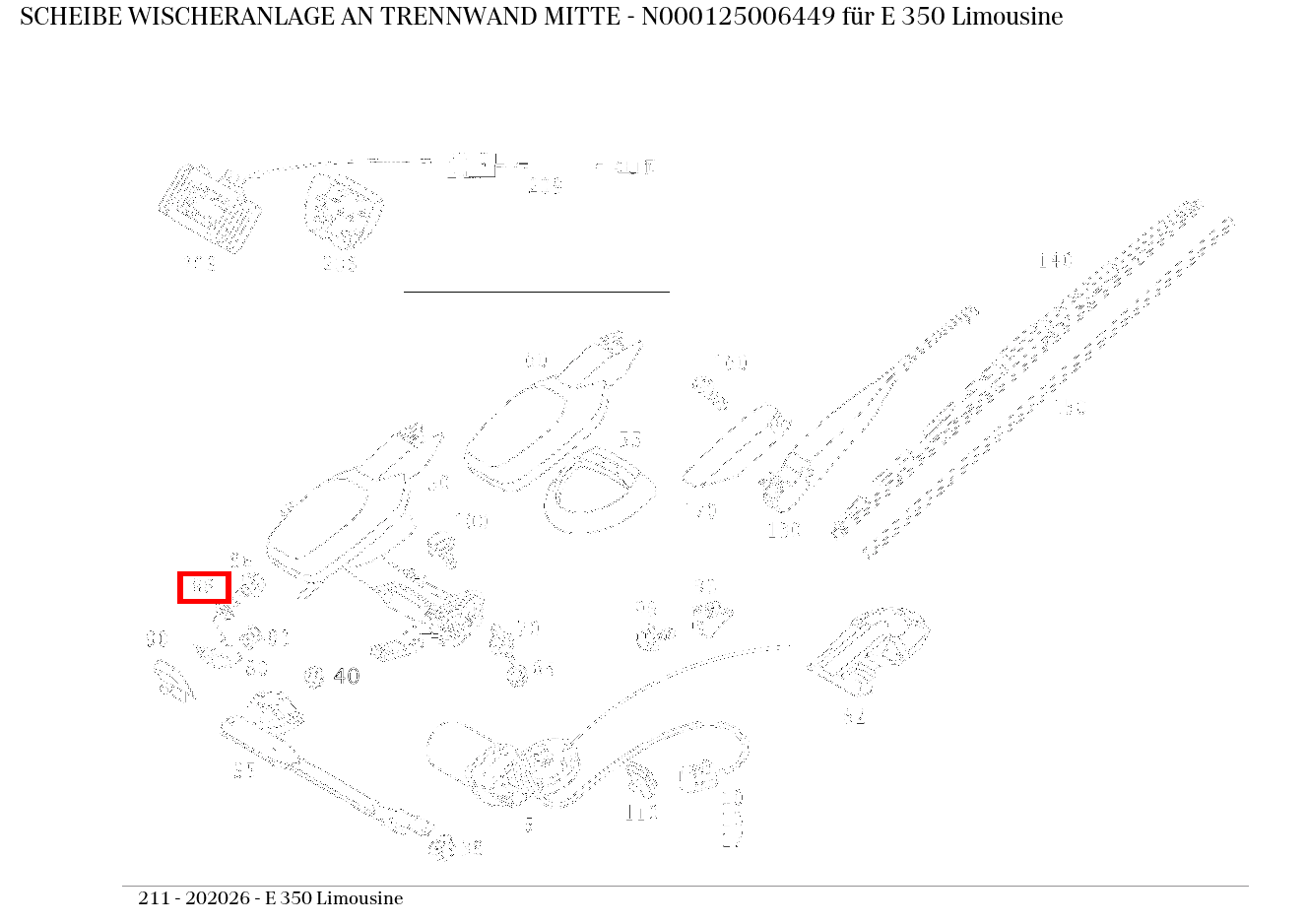Scheibe WISCHERANLAGE AN TRENNWAND MITTE E 350 Limousine 211 Scheibe WISCHERANLAGE AN TRENNWAND MITTE E 350 Limousine 211