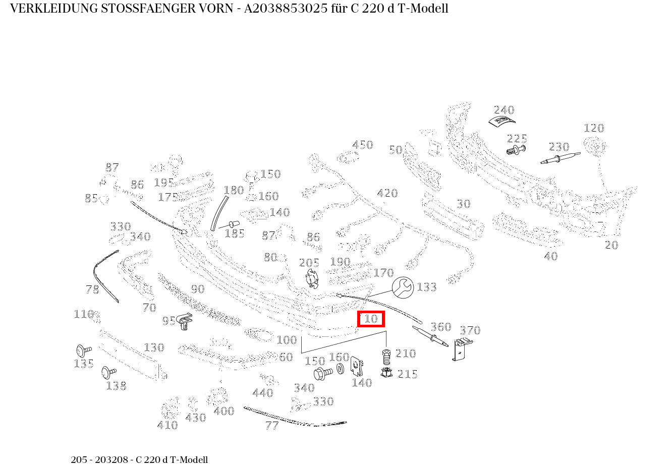 Verkleidung STOSSFAENGER VORN C 220 d T-Modell 205