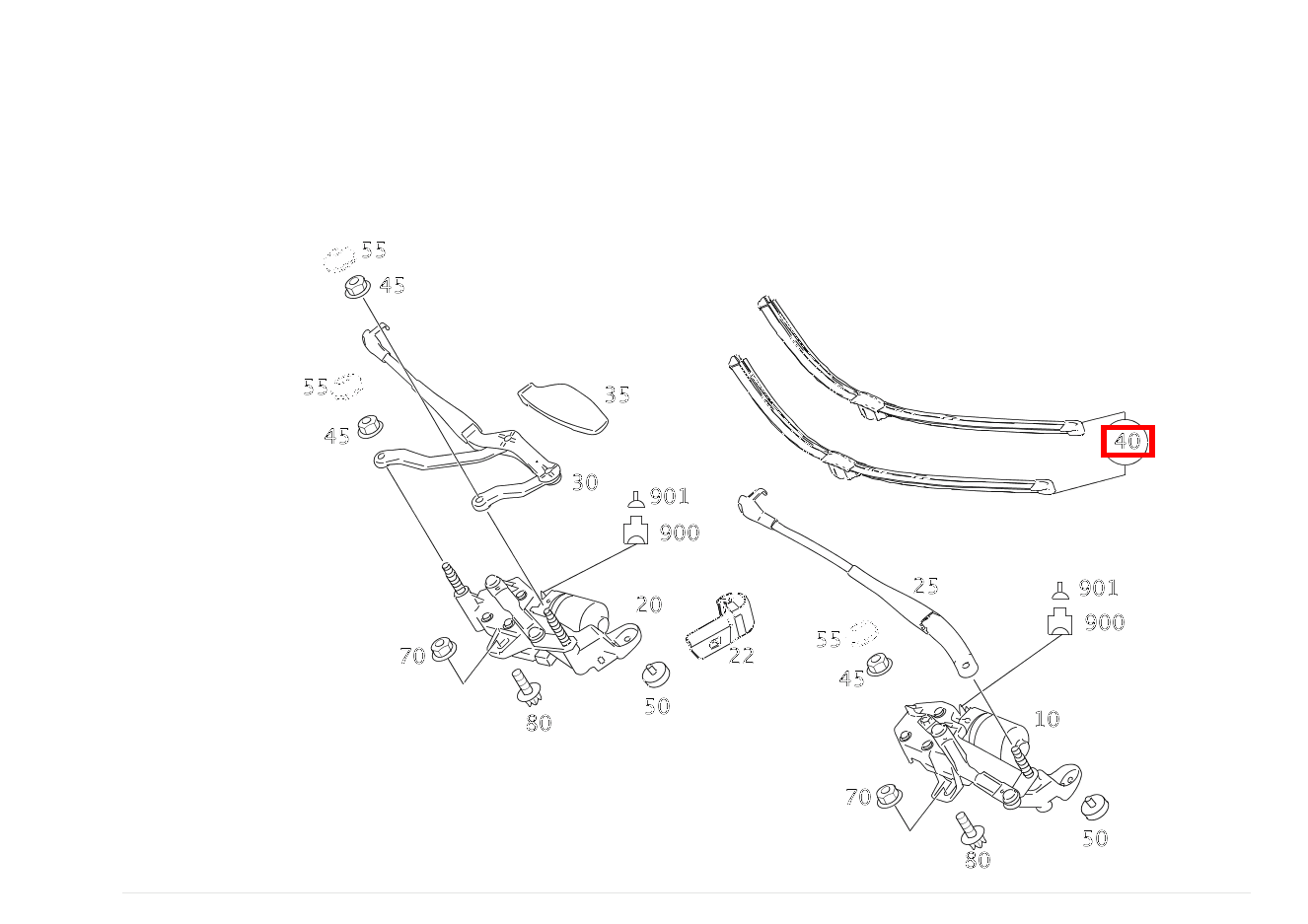 Teilesatz Wischerblatt LINKS UND RECHTS S320 CDI 4 Matic l 221