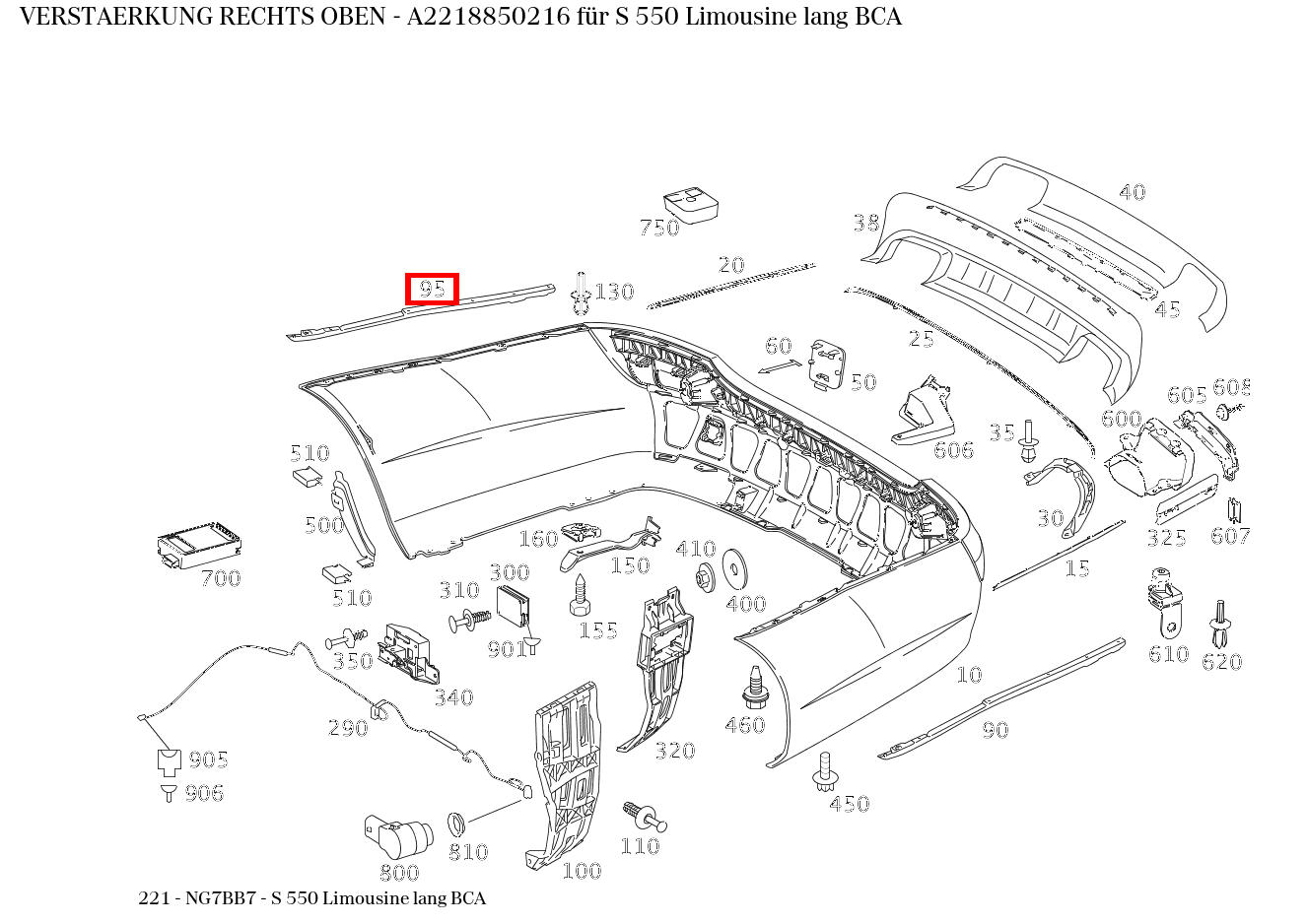 Verstärkung RECHTS OBEN S 550 Limousine lang BCA 221