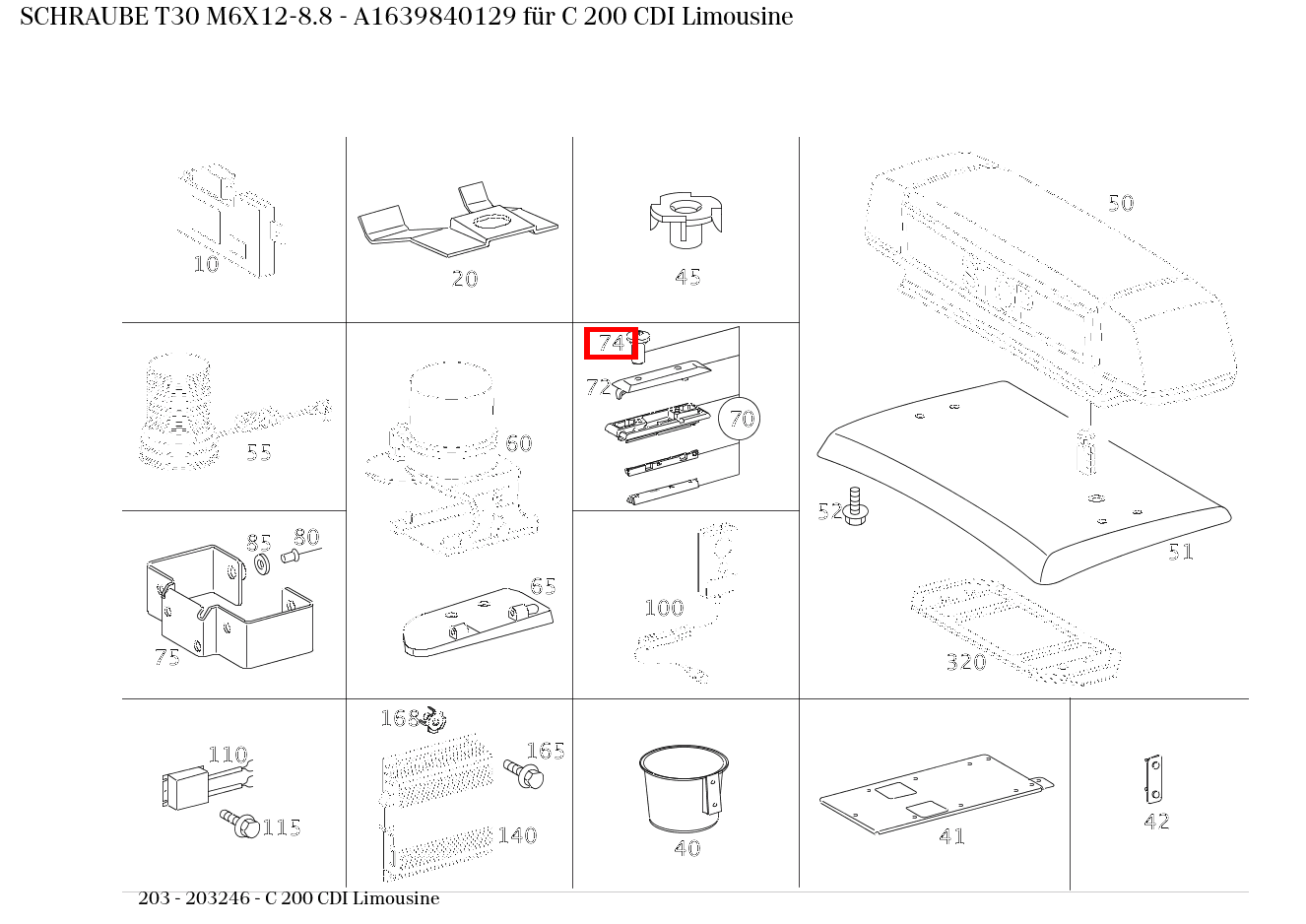 Schraube T30 M6X12-8.8 C 200 CDI Limousine 203