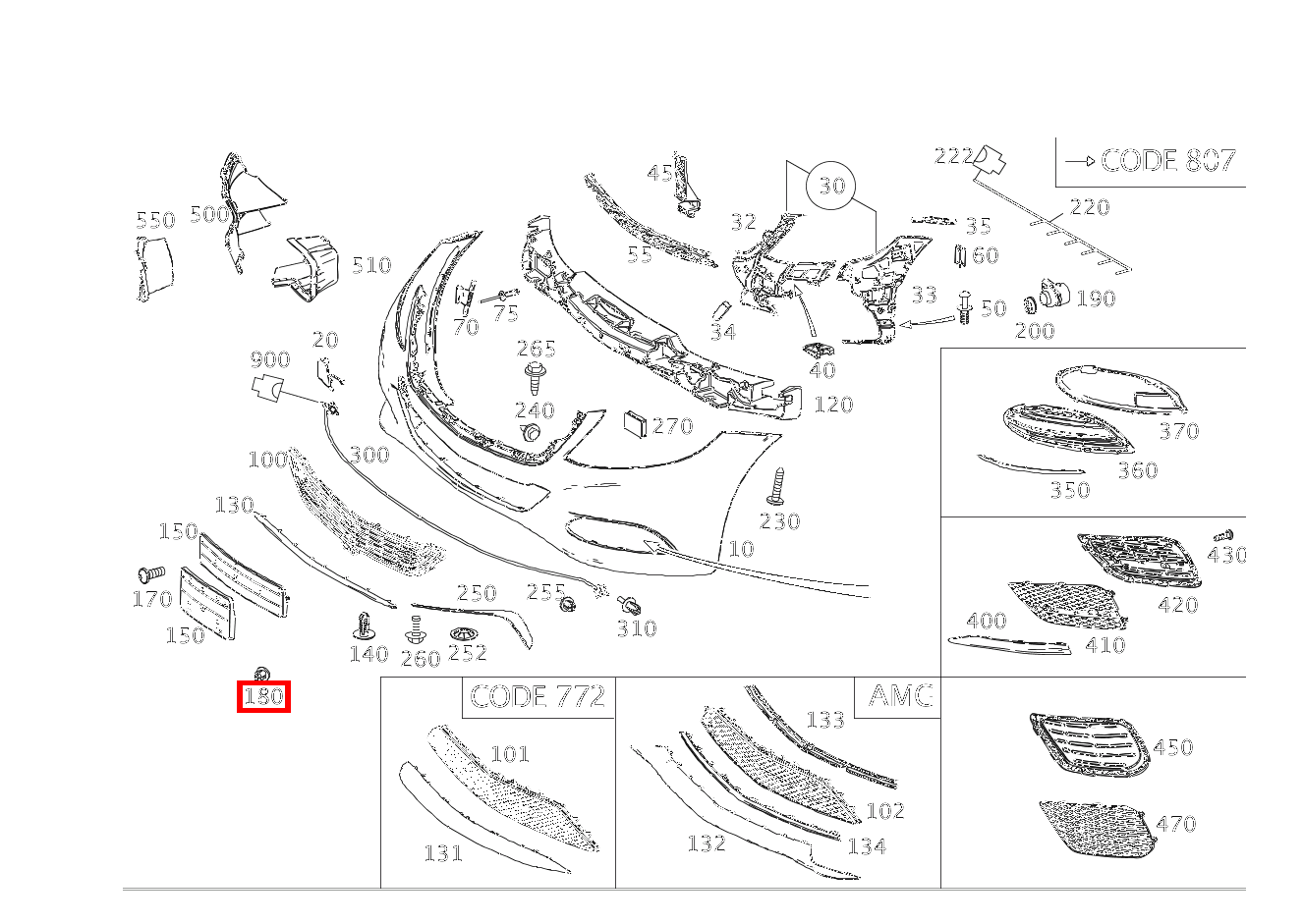 Clipsmutter Kennzeichenblende S500 L 222 Clipsmutter Kennzeichenblende S500 L 222