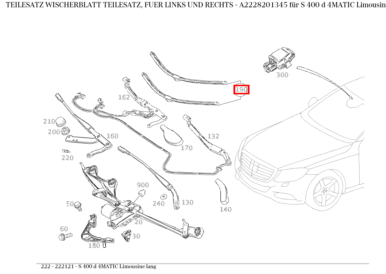 Teilesatz Wischerblatt TEILESATZ, FUER LINKS UND RECHTS S 400 d 4MATIC Limousine lang 222