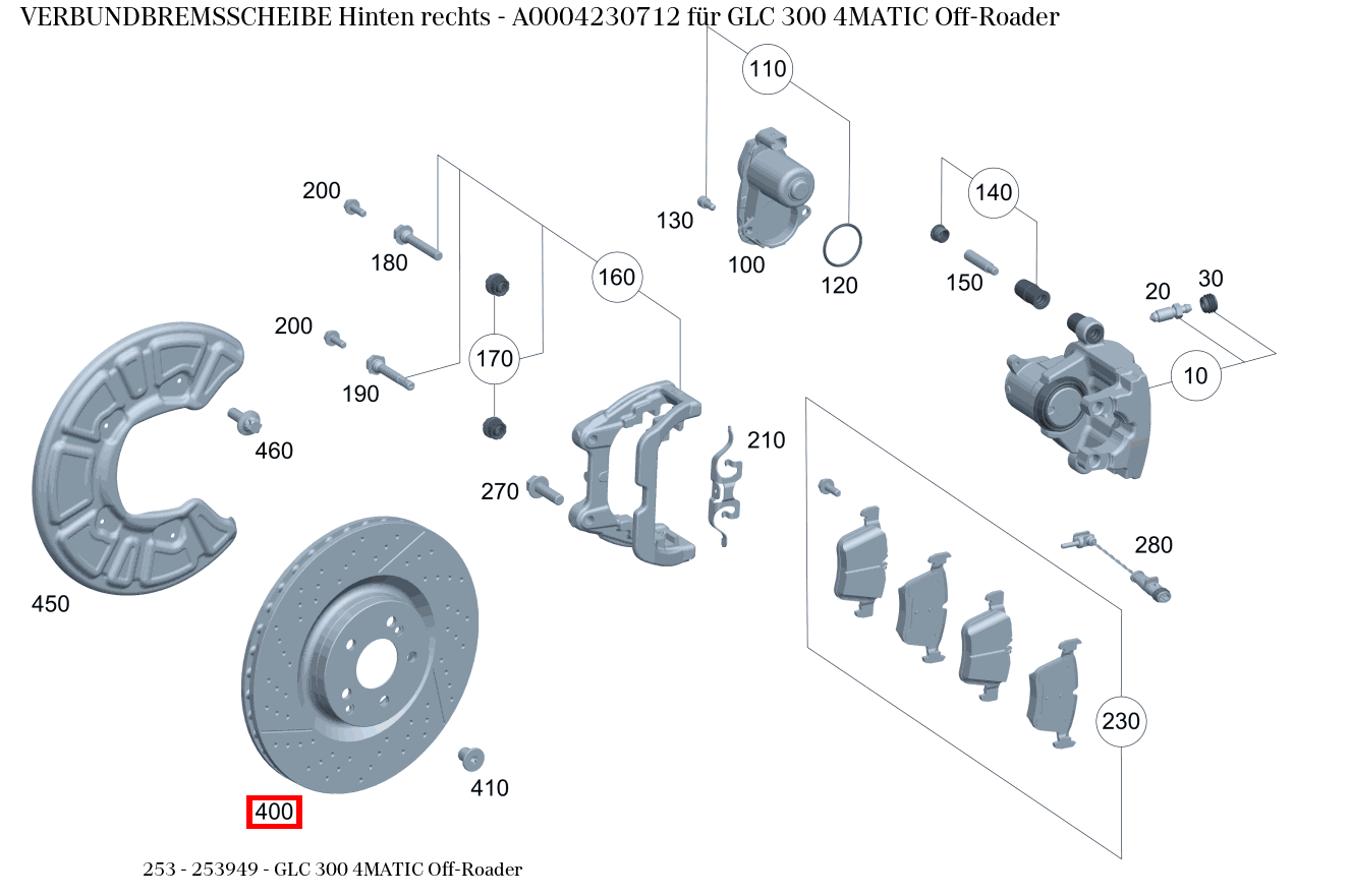 Verbundbremsscheibe Hinten rechts GLC 300 4MATIC Off-Roader 253 Verbundbremsscheibe Hinten rechts GLC 300 4MATIC Off-Roader 253