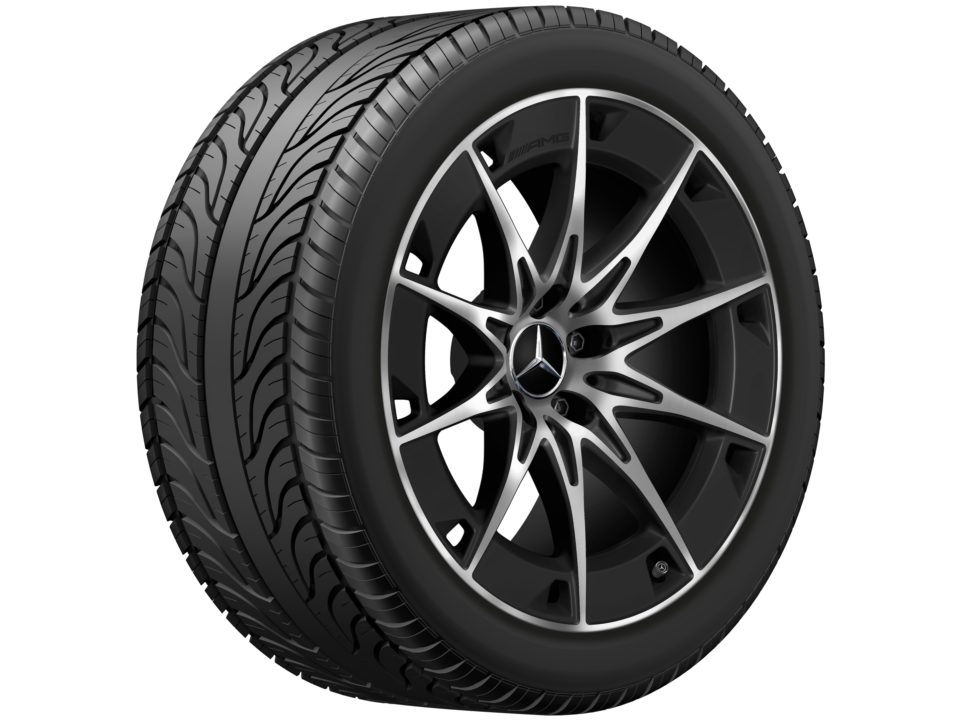 AMG 10-Speichen-Rad, 19 Zoll, glanzgedreht 9,5 J x 19 ET 19, schwarz matt, glanzgedreht