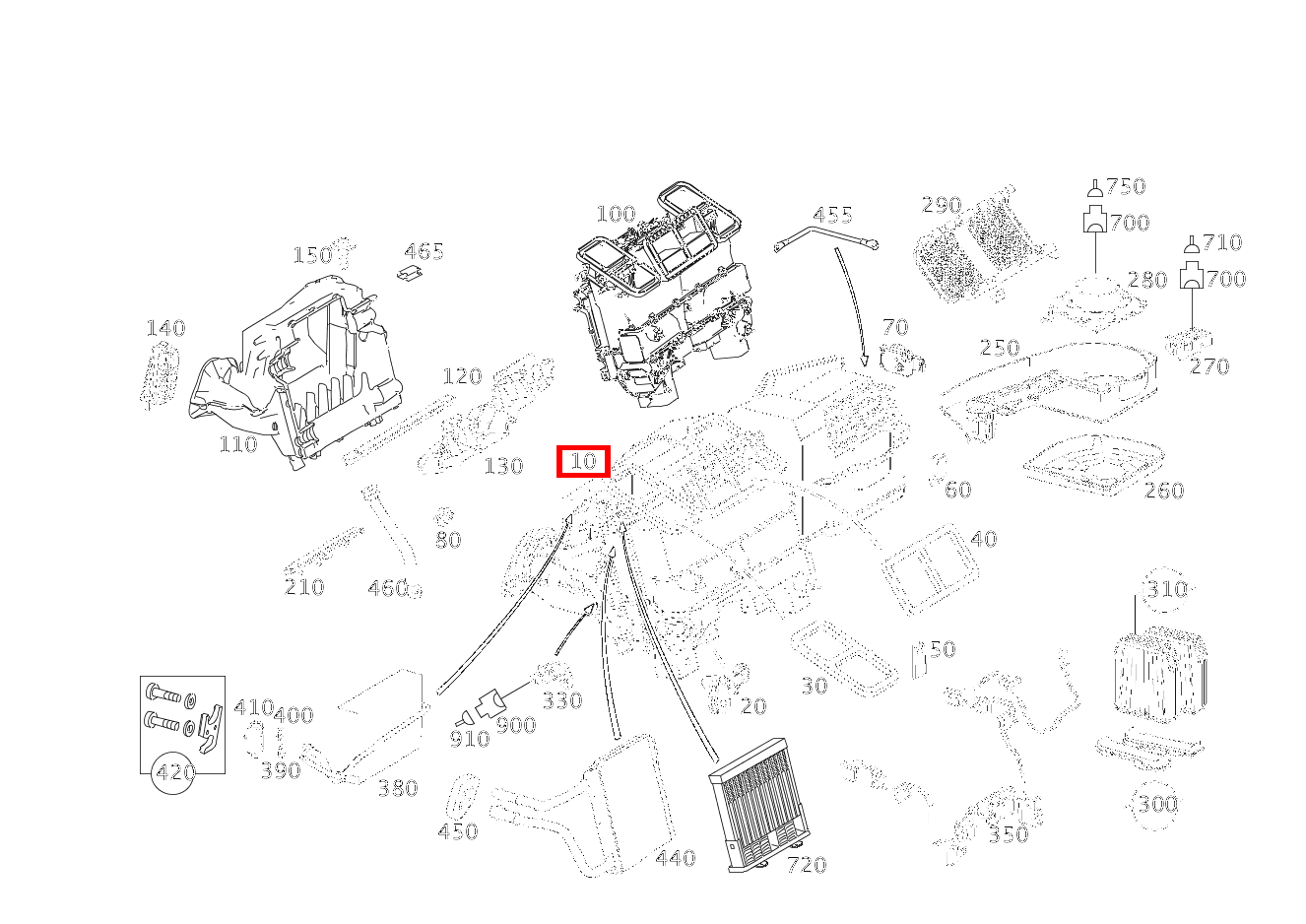 Heizungskasten E 270 FG CDI Fahrgestell lang 211