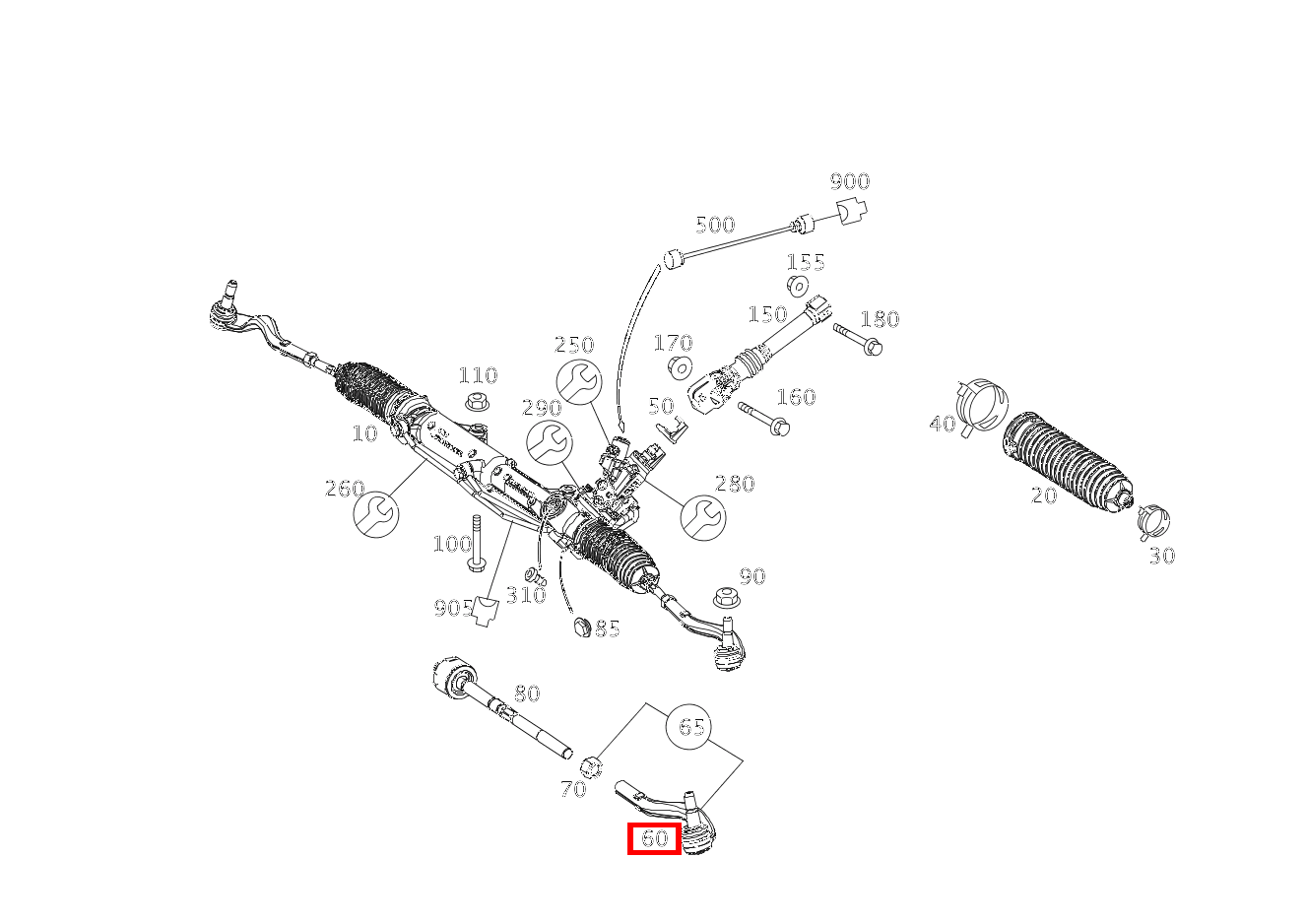 Spurstange LINKS AUSSEN E 200 Limousine 213