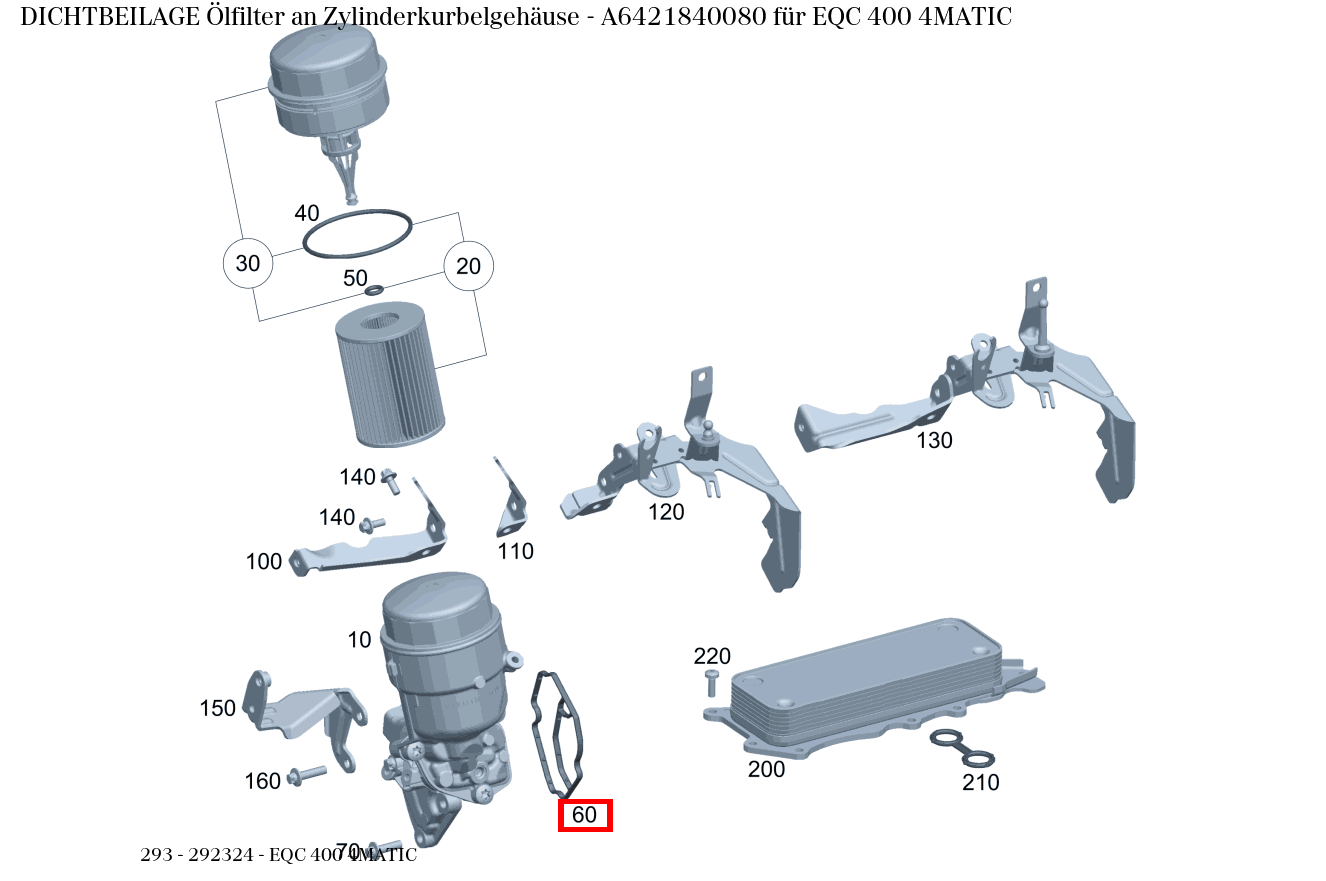 Dichtbeilage Ölfilter an Zylinderkurbelgehäuse EQC 400 4MATIC 293
