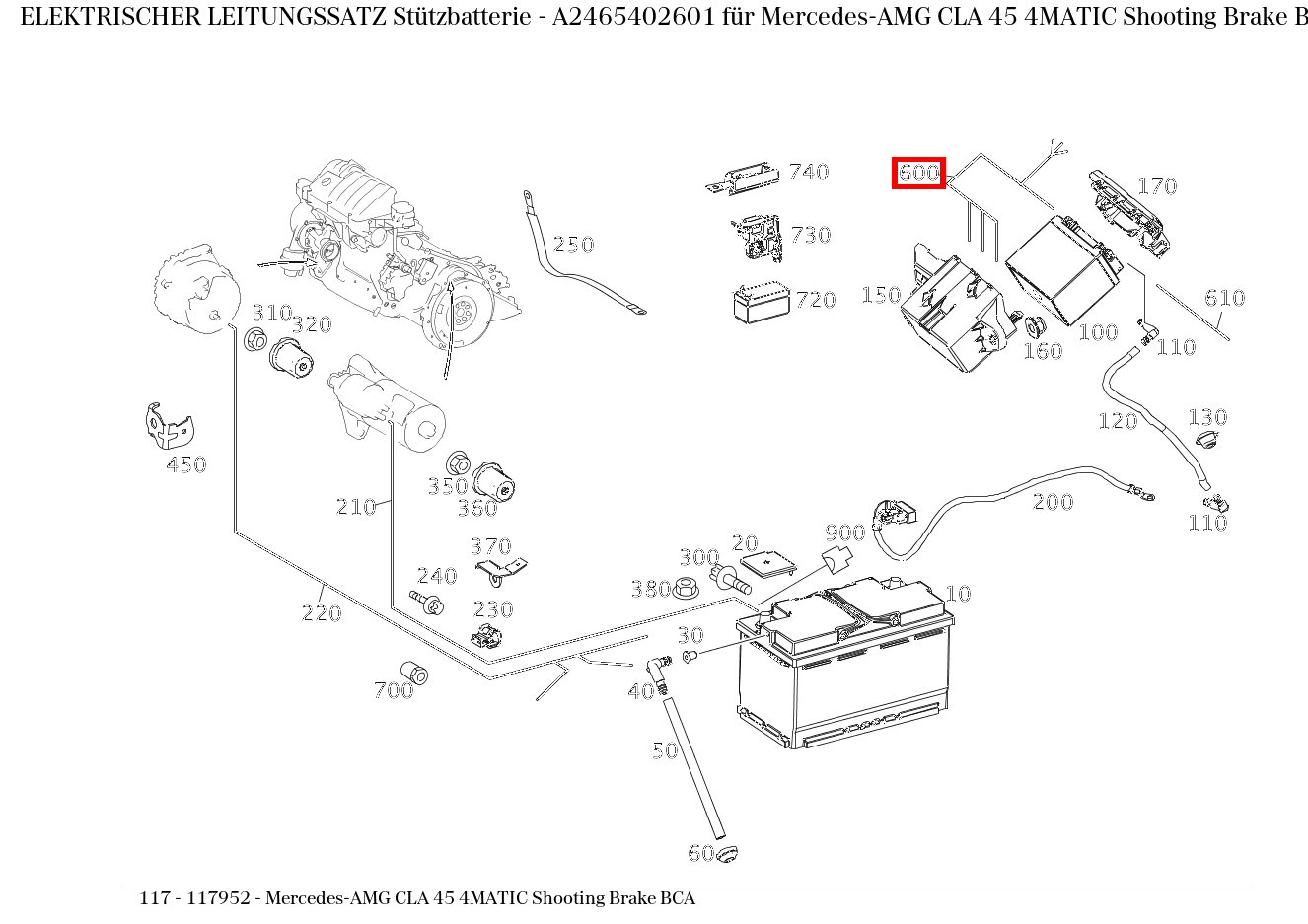 Elektrischer Leitungssatz Stützbatterie Mercedes-AMG CLA 45 4MATIC Shooting Brake BCA 117