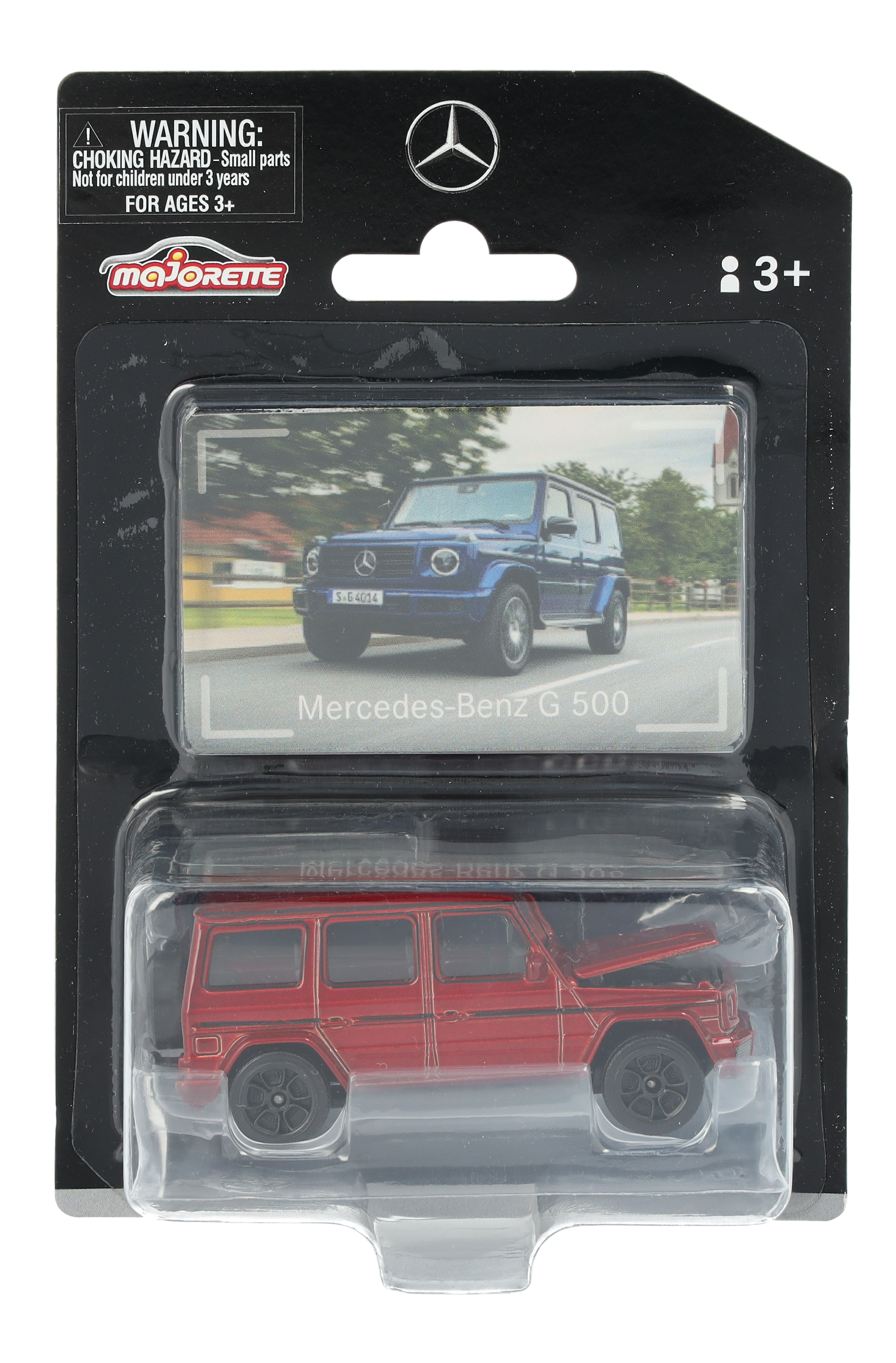 Mercedes-Benz - G-Klasse, Geländewagen, AMG Line, W463 hyazinthrot, Majorette, 7,62 cm (3 Zoll)