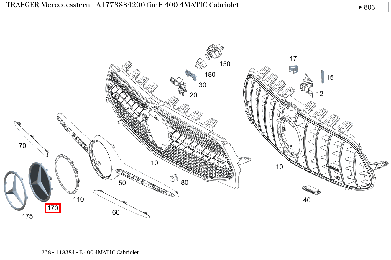 Träger Mercedesstern E 400 4MATIC Cabriolet 238 Träger Mercedesstern E 400 4MATIC Cabriolet 238