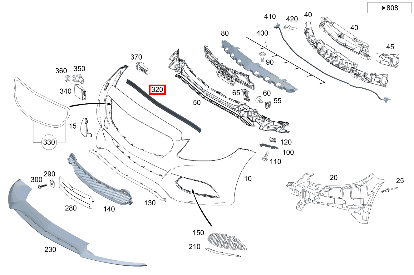 DICHTUNG VORBAU Stoßfängerverkleidung oben 207 DICHTUNG VORBAU Stoßfängerverkleidung oben 207