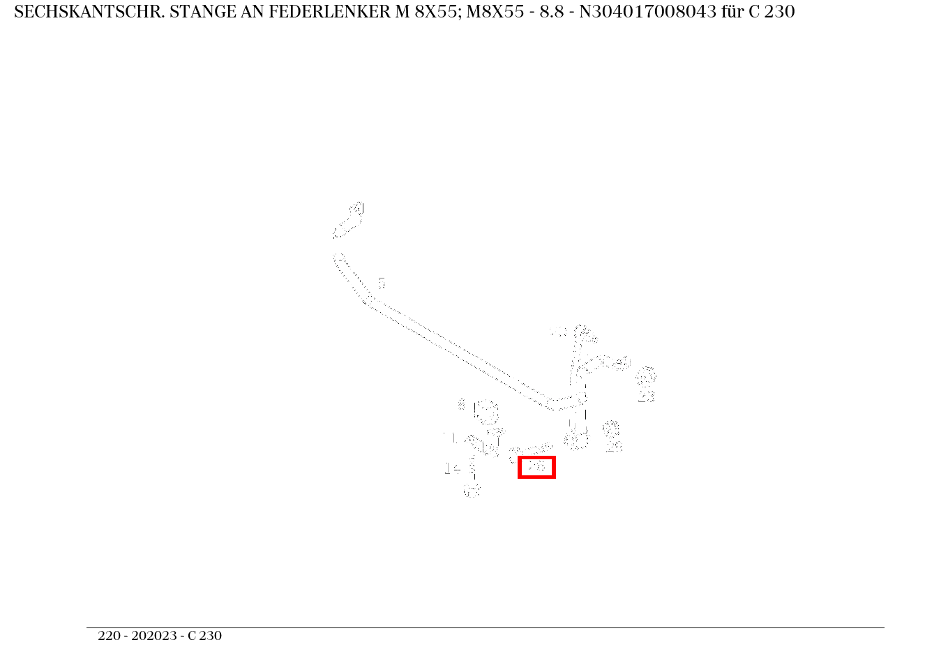 Sechskantschraube STANGE AN FEDERLENKER M 8X55; M8X55 - 8.8 C 230 220 Sechskantschraube STANGE AN FEDERLENKER M 8X55; M8X55 - 8.8 C 230 220