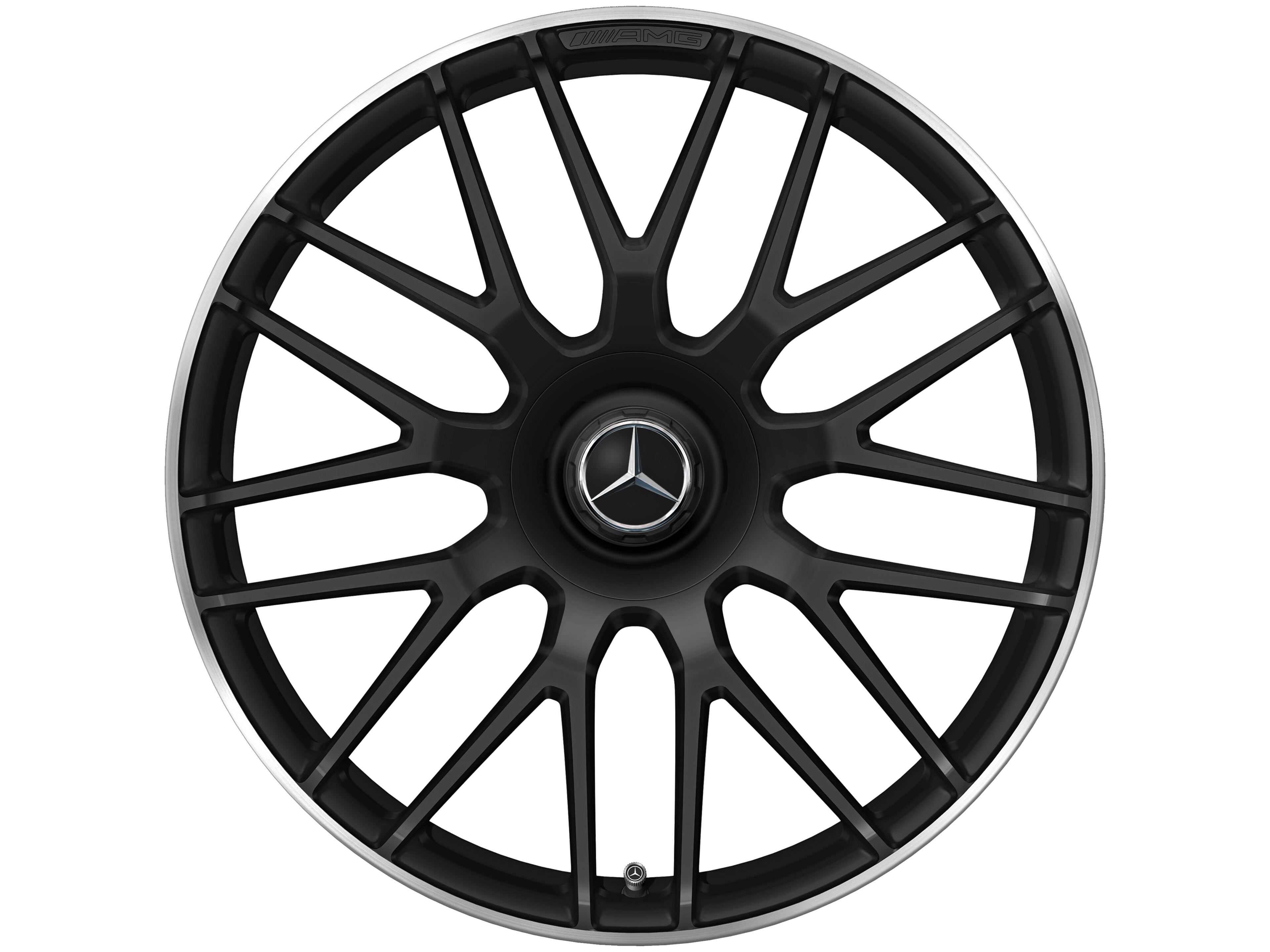 Mercedes-Benz - AMG Schmiederad im Kreuzspeichen-Design, 50,8 cm (20 Zoll), Felgenhorn glanzgedreht 10,5 J x 20 ET 57, schwarz matt