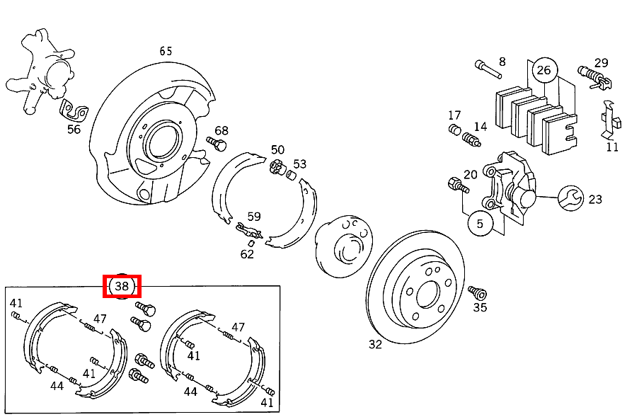 TEILESATZ BREMSBACKE LIEFERUMFANG 300TDT/E300DTDT 4M 124