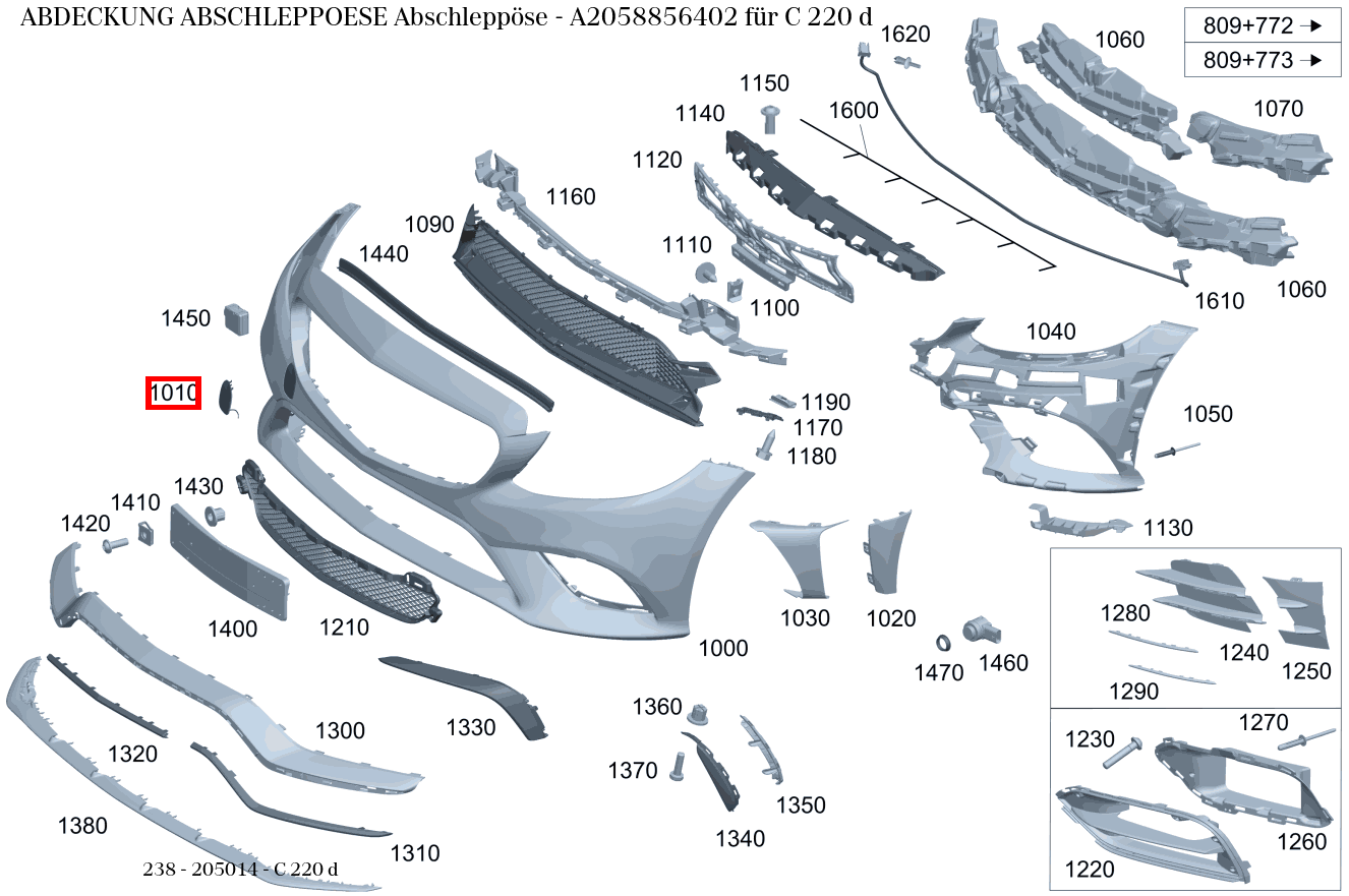 Abdeckung Abschleppöse Abschleppöse C 220 d 238