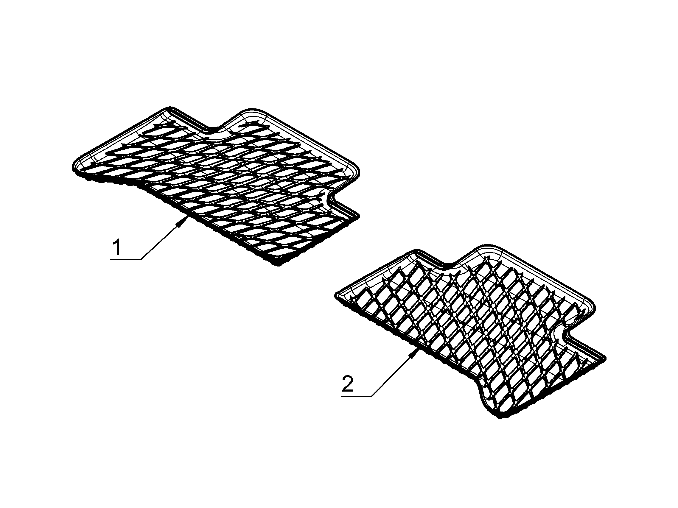 Mercedes-Benz - Fußraumschale EQA H243, Dynamic Squares, Fond, 2-teilig