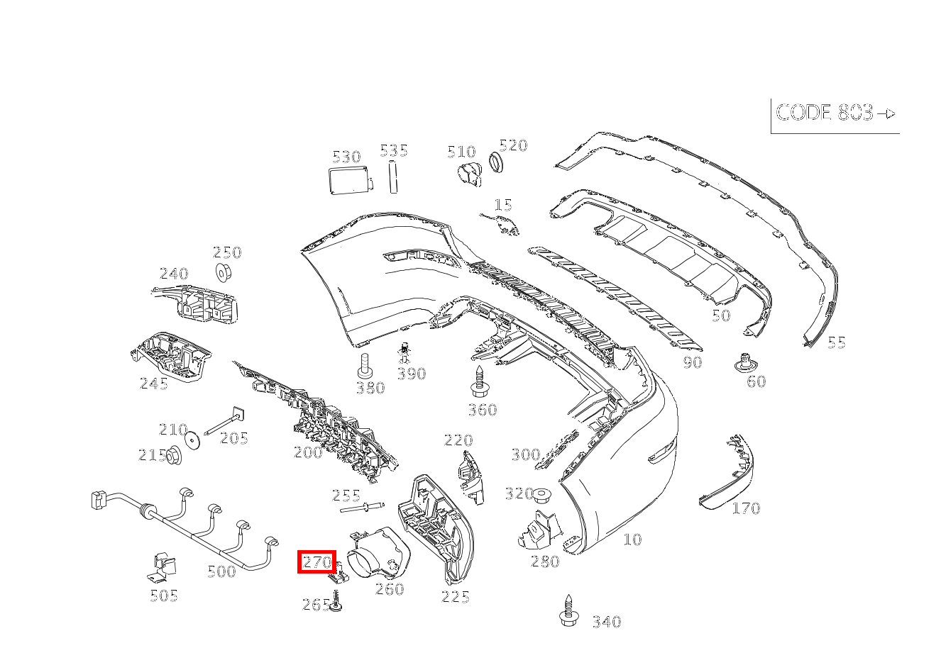 KUNSTSTOFFMUTTER Endrohrblende an Grundträger links und rechts GLK 350 4MATIC 204