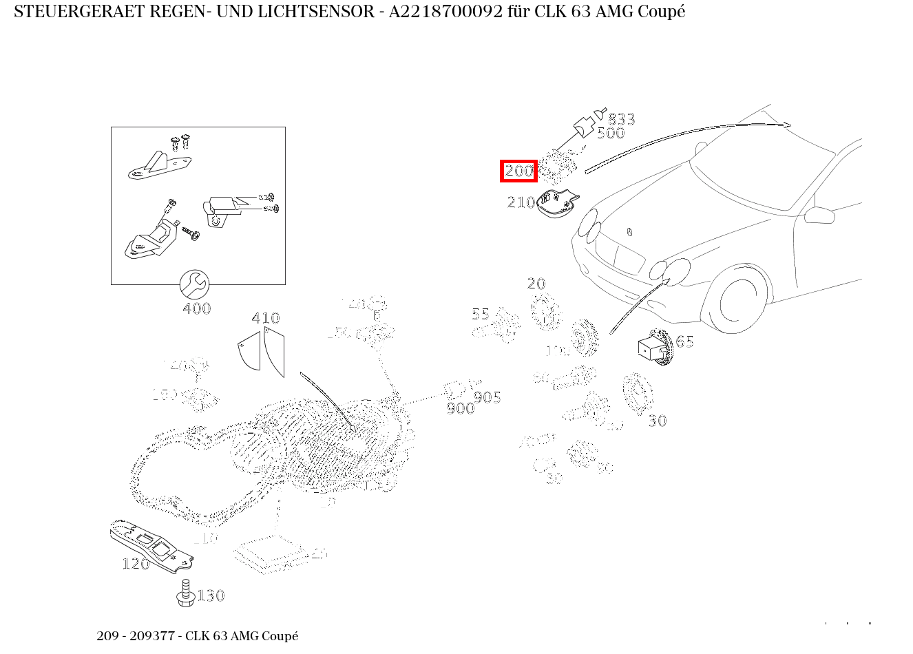 STEUERGERAET REGEN- UND LICHTSENSOR CLK 63 AMG Coupé 209