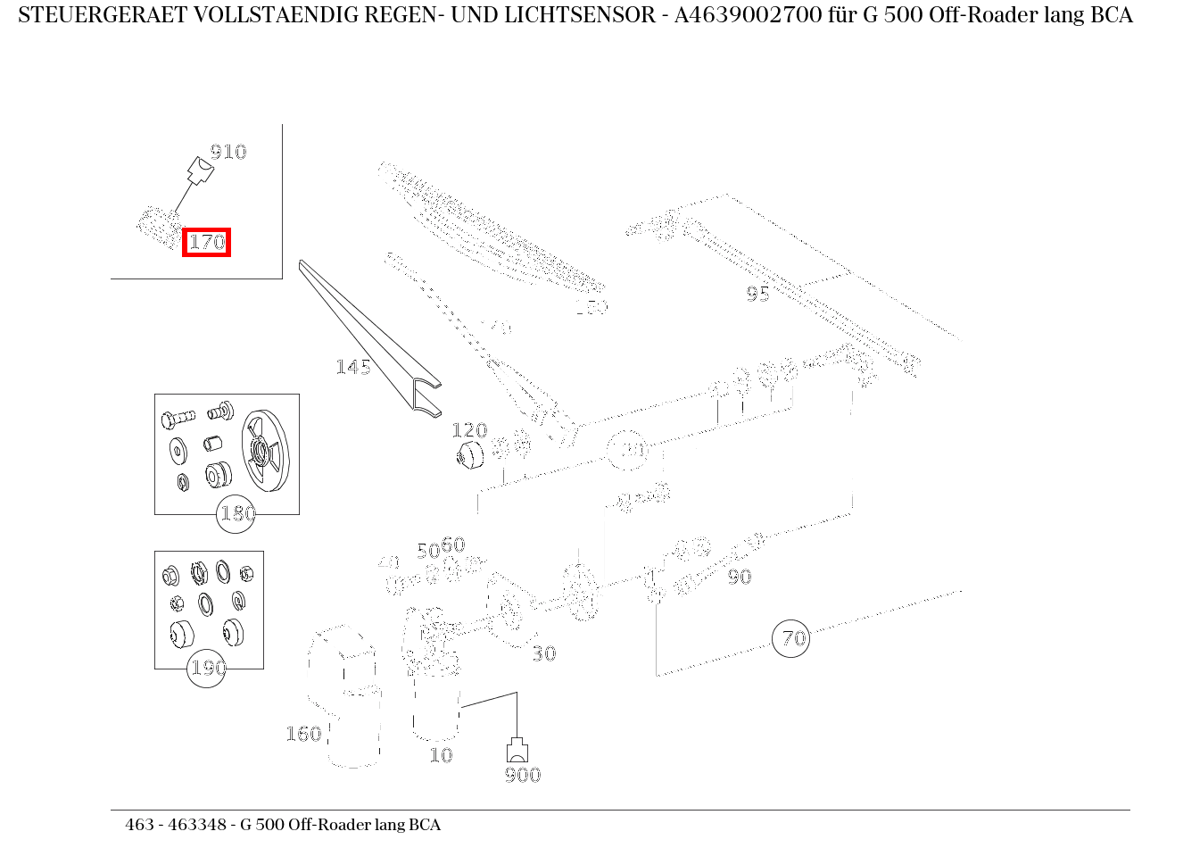 Steuergerät vollständig REGEN- UND LICHTSENSOR G 500 Off-Roader lang BCA 463 Steuergerät vollständig REGEN- UND LICHTSENSOR G 500 Off-Roader lang BCA 463