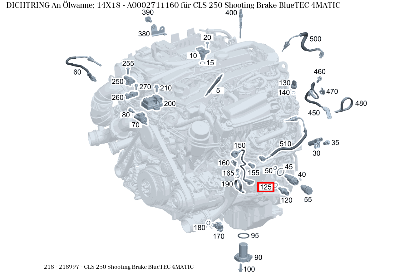 Dichtring An Ölwanne; 14X18 CLS 250 Shooting Brake BlueTEC 4MATIC 218