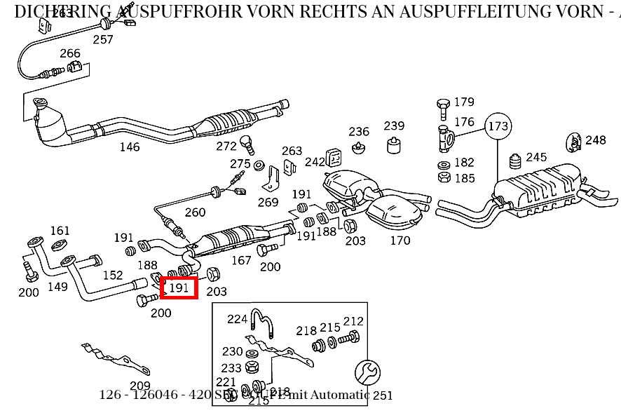 Dichtring AUSPUFFROHR VORN RECHTS AN AUSPUFFLEITUNG VORN 420 SEC COUPE mit Automatic 126 Dichtring AUSPUFFROHR VORN RECHTS AN AUSPUFFLEITUNG VORN 420 SEC COUPE mit Automatic 126