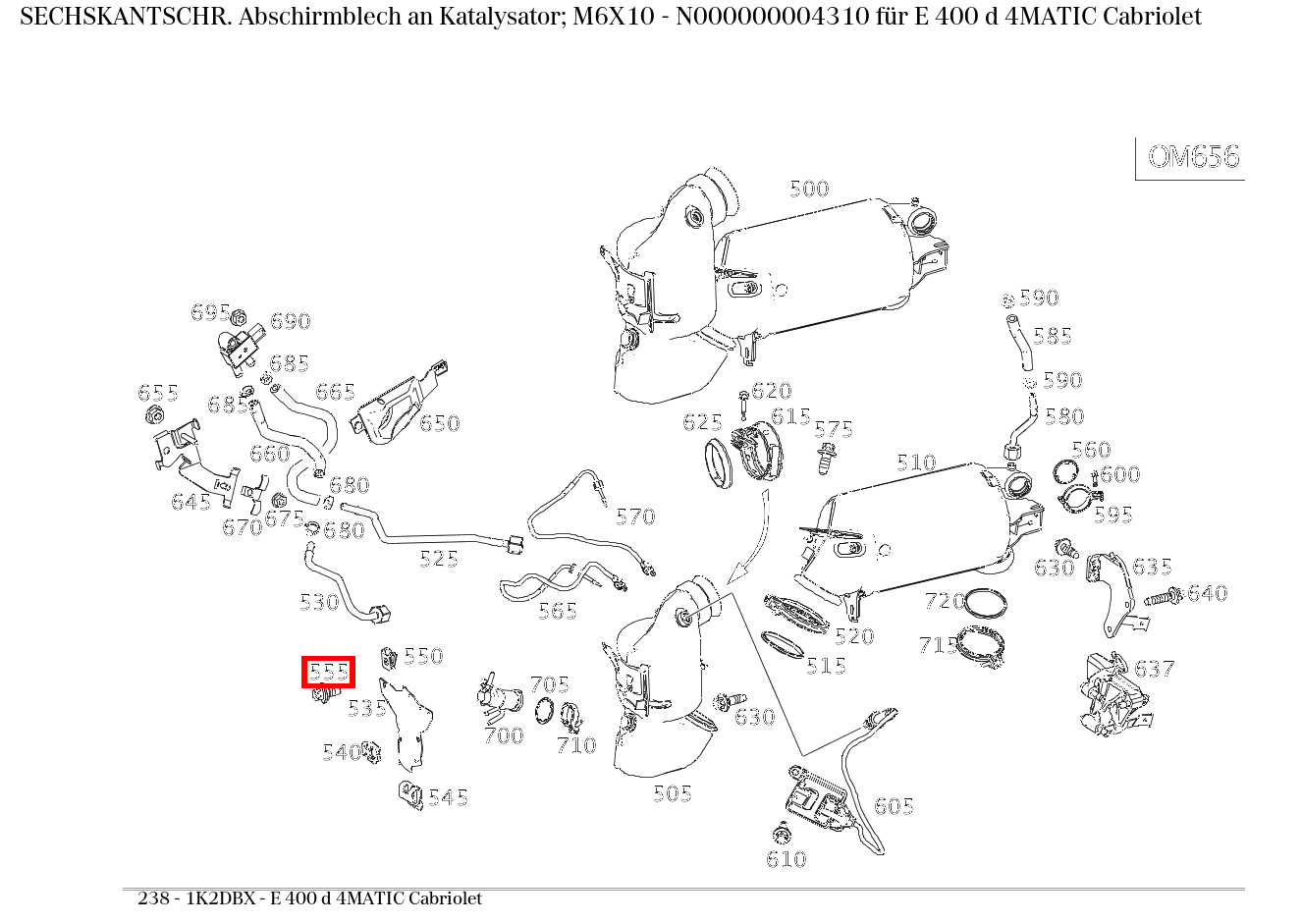 Sechskantschraube Abschirmblech an Katalysator; M6X10 E 400 d 4MATIC Cabriolet 238 Sechskantschraube Abschirmblech an Katalysator; M6X10 E 400 d 4MATIC Cabriolet 238
