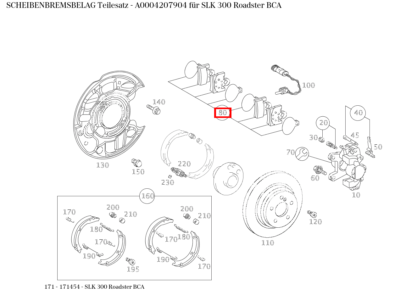 Scheibenbremsbelag Teilesatz SLK 300 Roadster BCA 171 Scheibenbremsbelag Teilesatz SLK 300 Roadster BCA 171