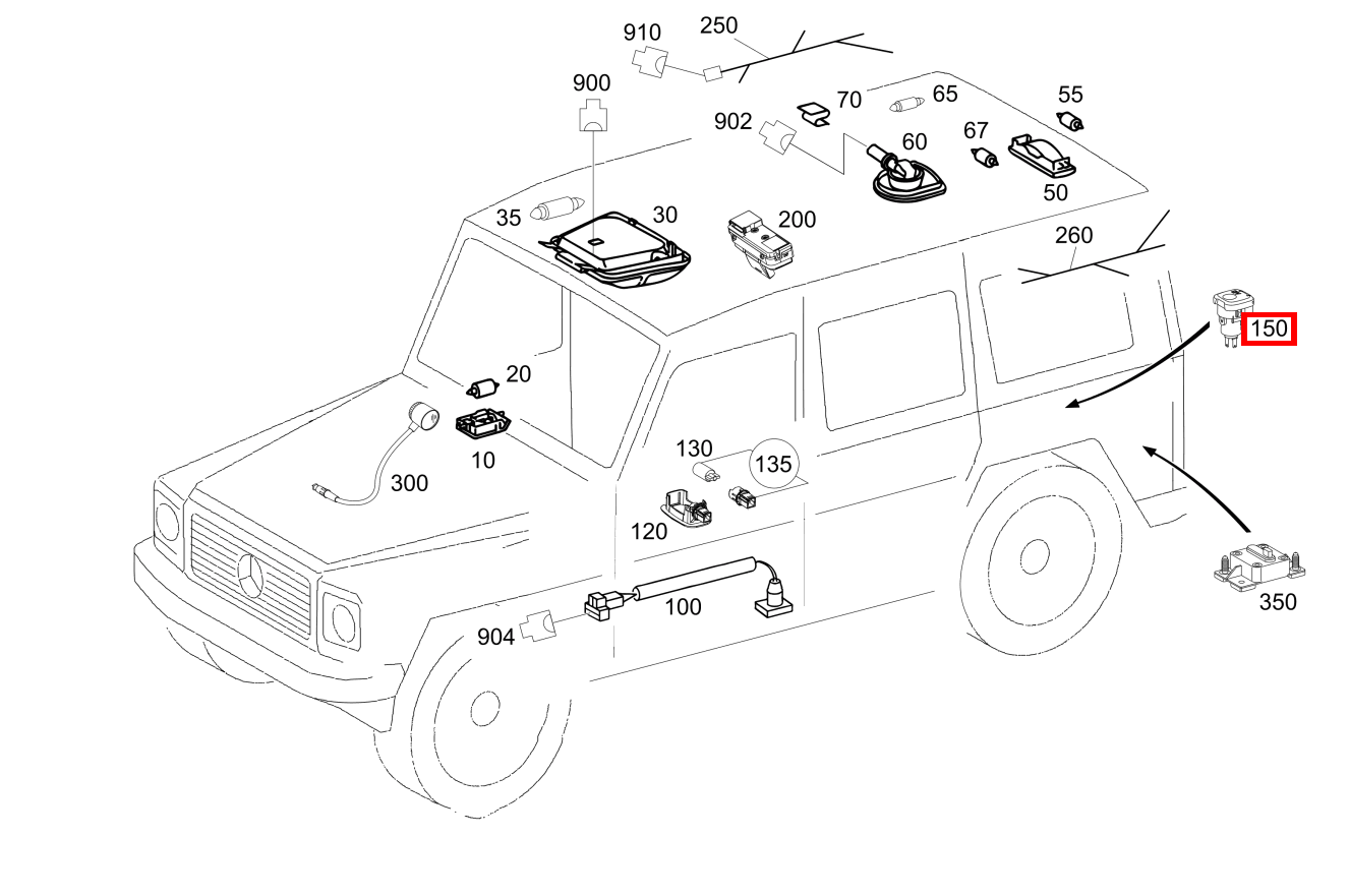 Steckdose In Heckverkleidung; 12V/15A G 500 Off-Roader lang BCA 463