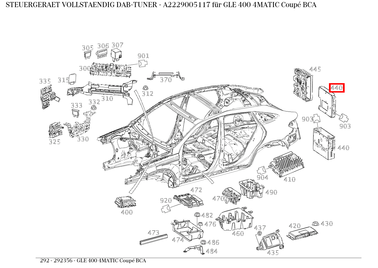Steuergerät vollständig DAB-TUNER GLE 400 4MATIC Coupé BCA 292 Steuergerät vollständig DAB-TUNER GLE 400 4MATIC Coupé BCA 292