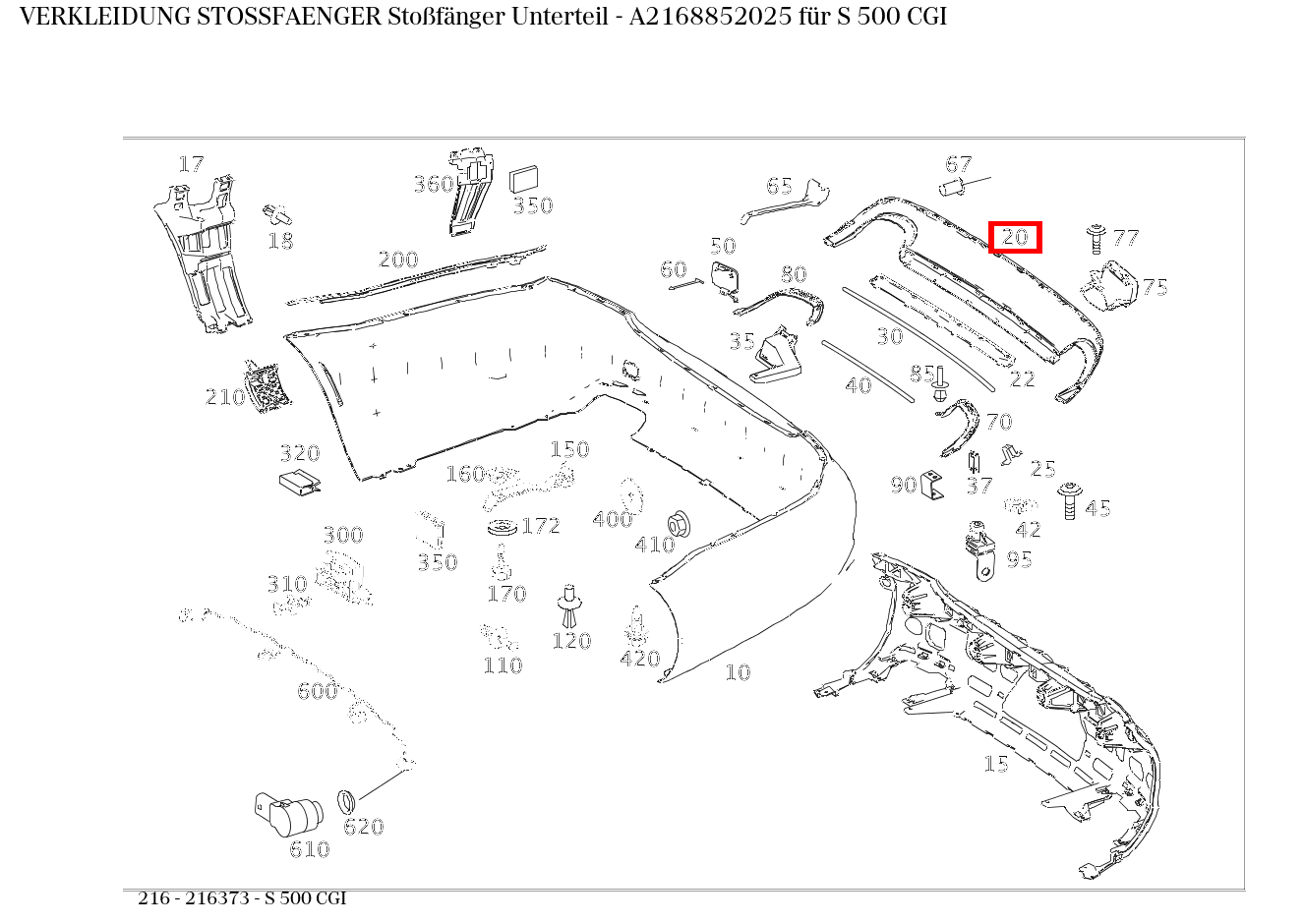 Verkleidung Stossfänger Stoßfänger Unterteil S 500 CGI 216 Verkleidung Stossfänger Stoßfänger Unterteil S 500 CGI 216