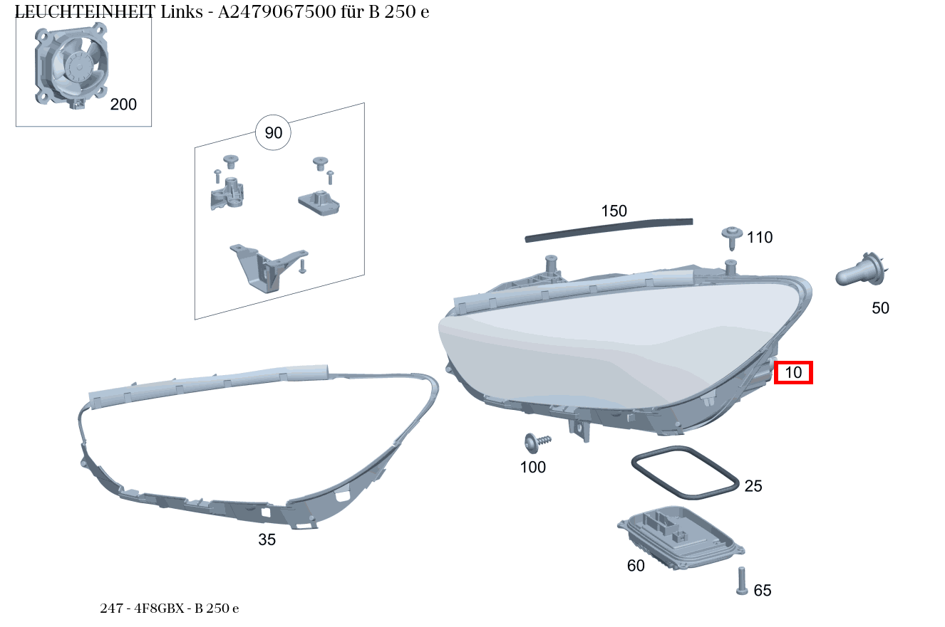 Leuchteinheit Links B 250 e 247