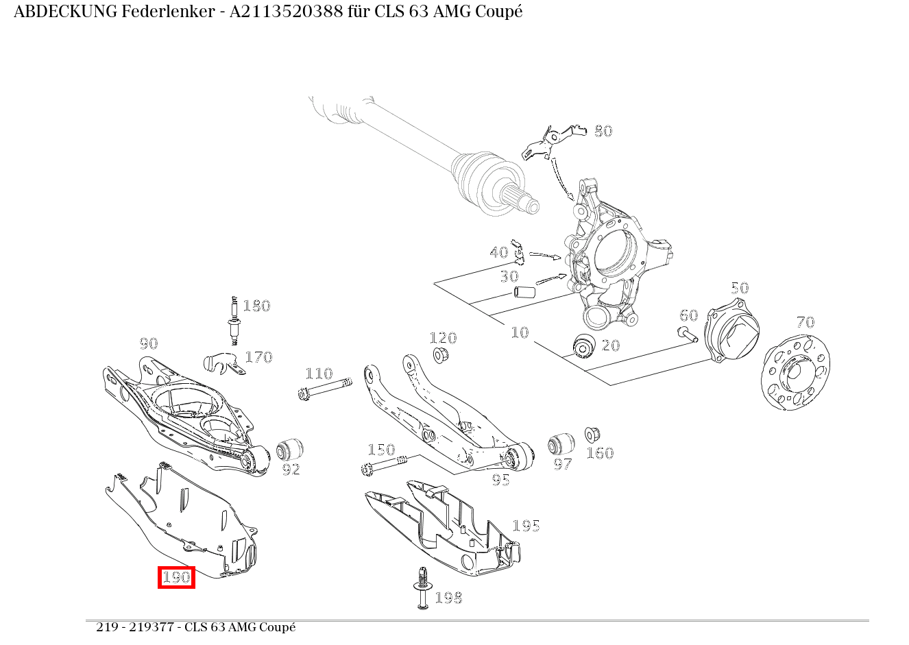 Abdeckung Federlenker CLS 63 AMG Coupé 219