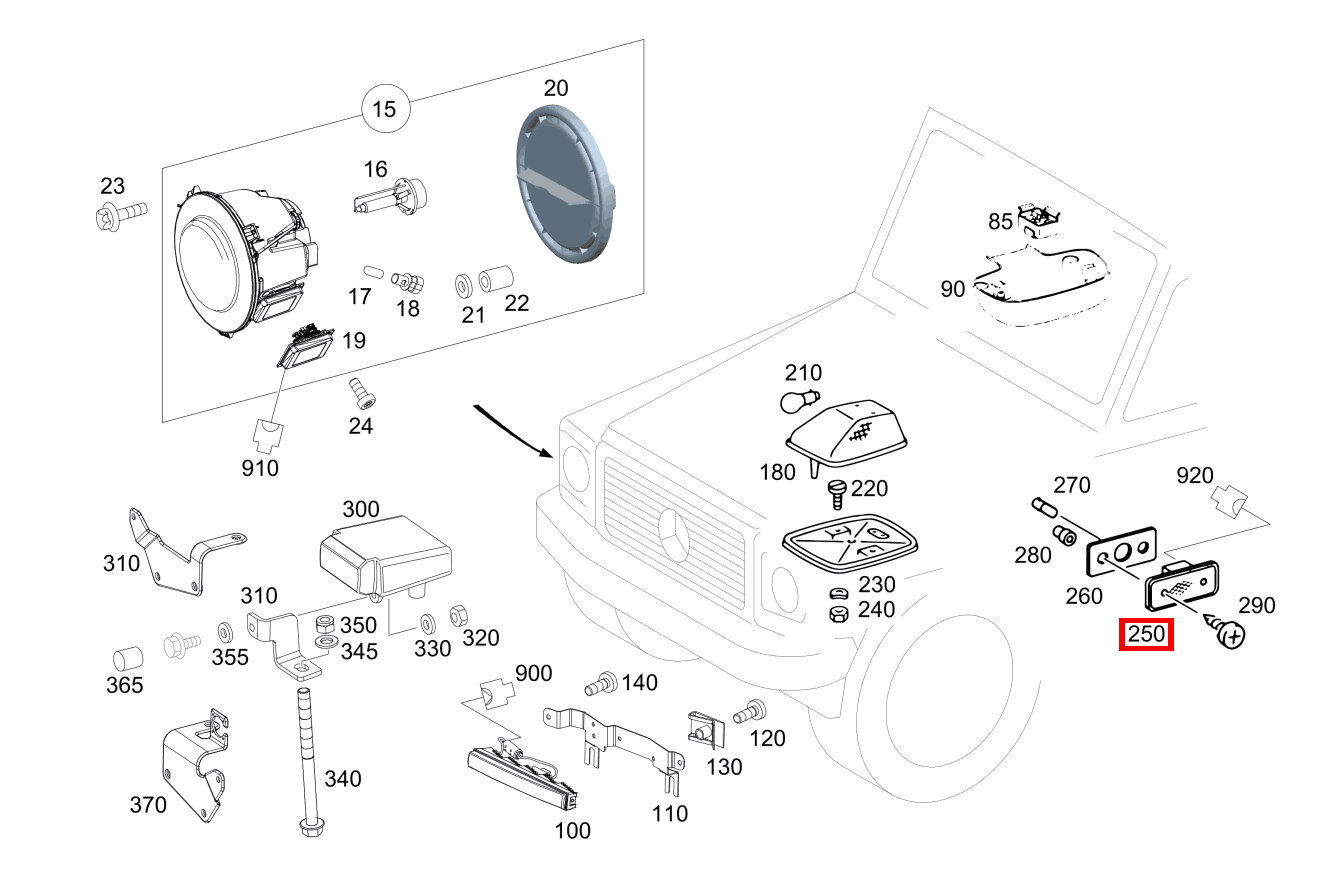 MARKIERUNGSLEUCHTE (SEITENMARKIERUNGSLEUCHTE), GELB G3504X42850 463 MARKIERUNGSLEUCHTE (SEITENMARKIERUNGSLEUCHTE), GELB G3504X42850 463