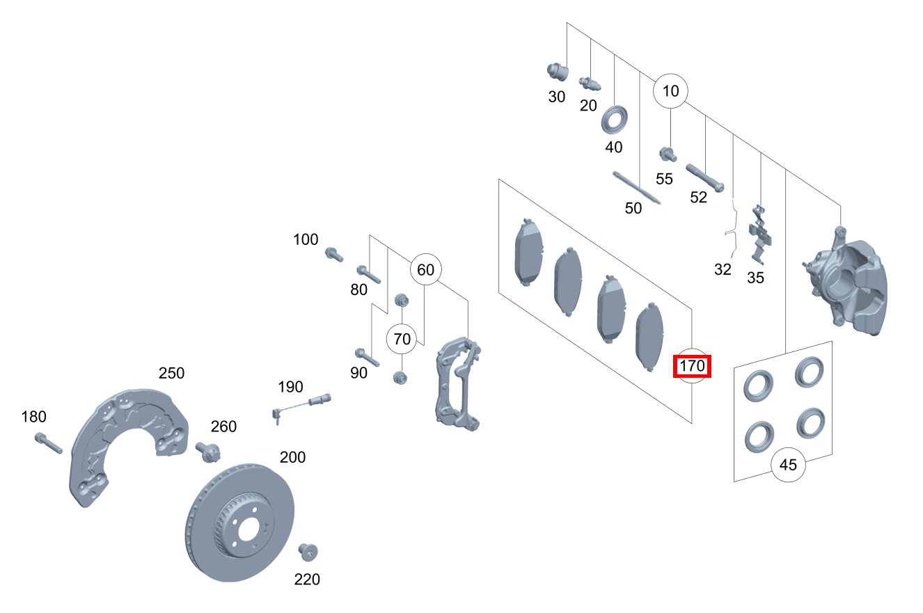Teilesatz Bremsbelag Teilesatz E 238, GLC 253, EQC 293 und weitere 