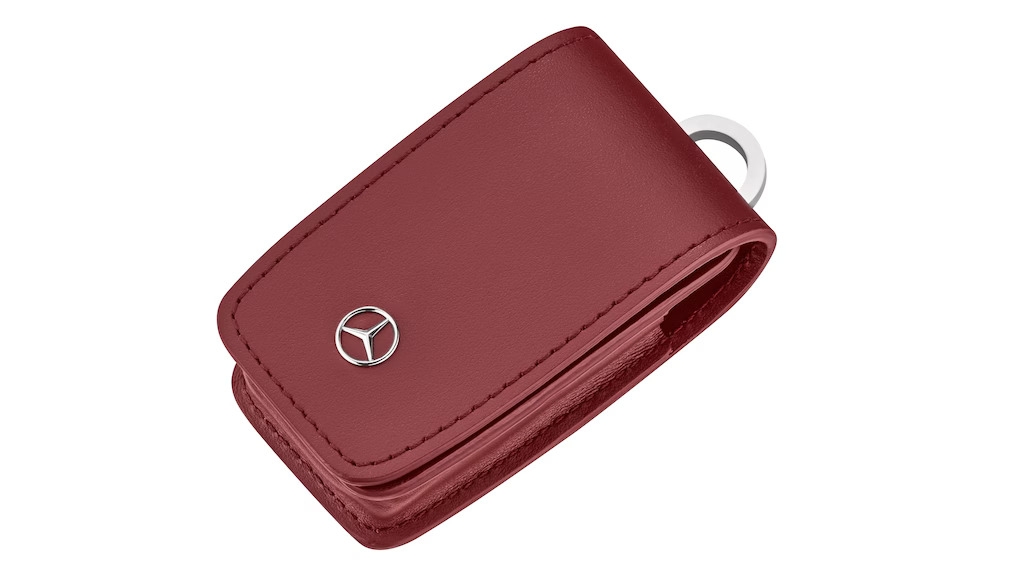 Schlüsseletui rot, Rindleder / Edelstahl