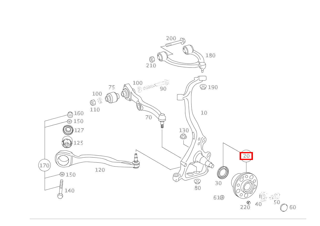 Vorderradnabe LINKS UND RECHTS S 550 Limousine lang BCA 221