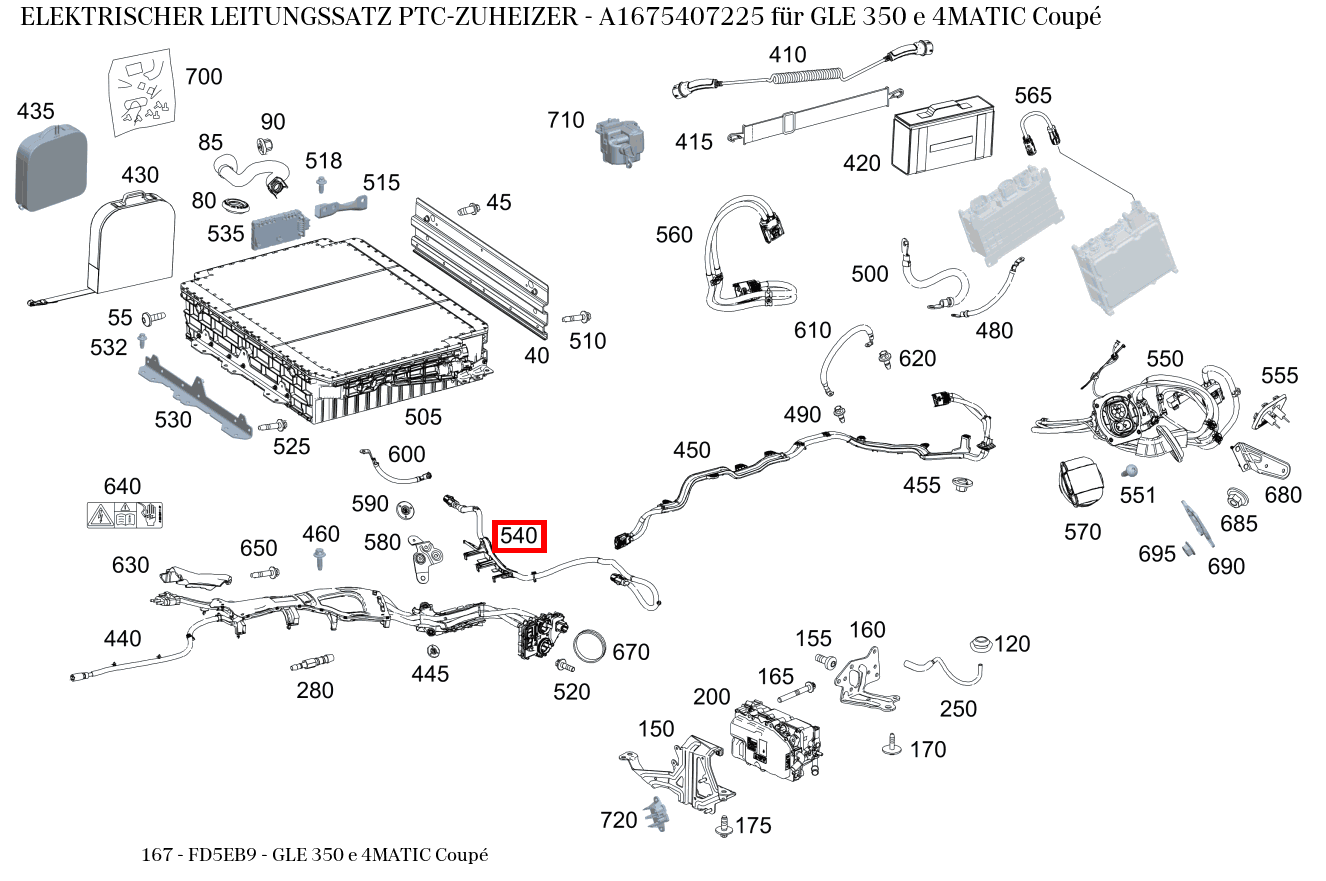 Elektrischer Leitungssatz PTC-ZUHEIZER GLE 350 e 4MATIC Coupé 167 Elektrischer Leitungssatz PTC-ZUHEIZER GLE 350 e 4MATIC Coupé 167