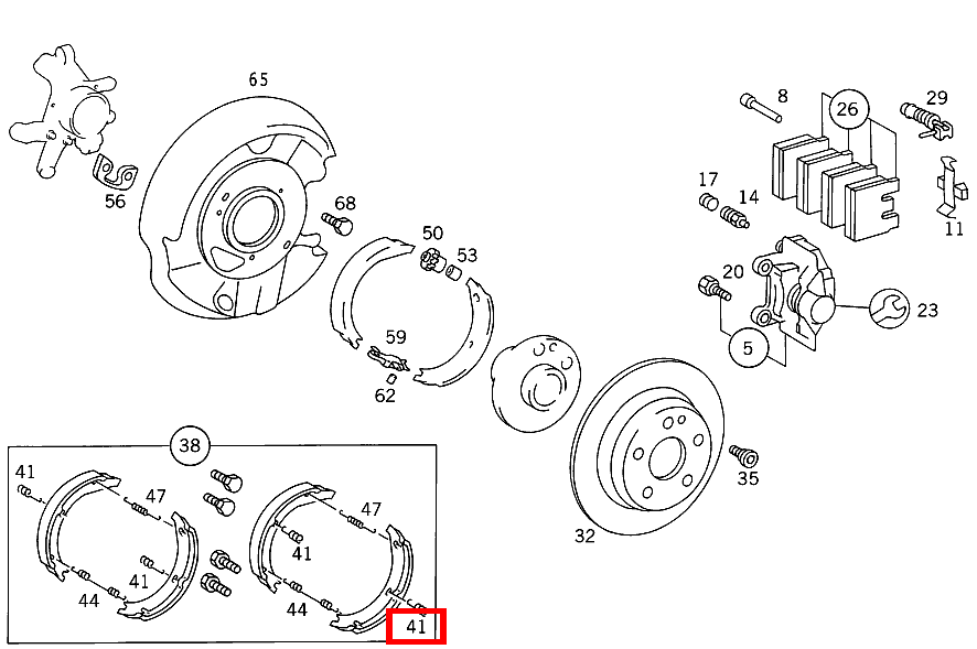 Zugfeder BREMSBACKEN AN ABDECKBLECH 300TDT/E300DTDT 4M 124