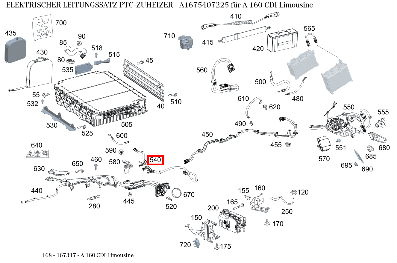 Elektrischer Leitungssatz PTC-ZUHEIZER A 160 CDI Limousine 168 Elektrischer Leitungssatz PTC-ZUHEIZER A 160 CDI Limousine 168