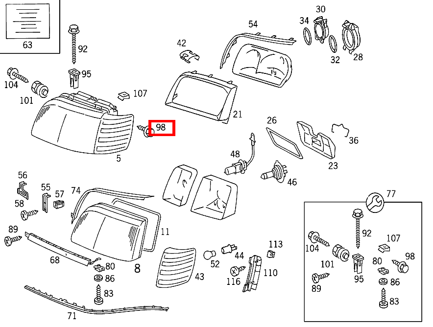 Blechschraube LEUCHTEINHEIT AN VORDERKOTFLUEGEL; 4.8X16 S 350 Turbodiesel 140