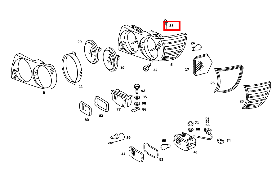 Spreizniet LEUCHTEINHEIT AN VORDERKOTFLUEGEL 560 SL 107 Spreizniet LEUCHTEINHEIT AN VORDERKOTFLUEGEL 560 SL 107
