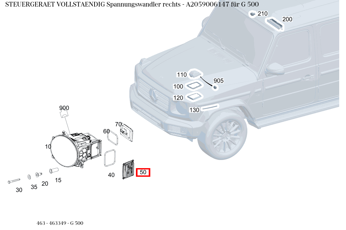 Steuergerät vollständig Spannungswandler rechts G 500 463 Steuergerät vollständig Spannungswandler rechts G 500 463