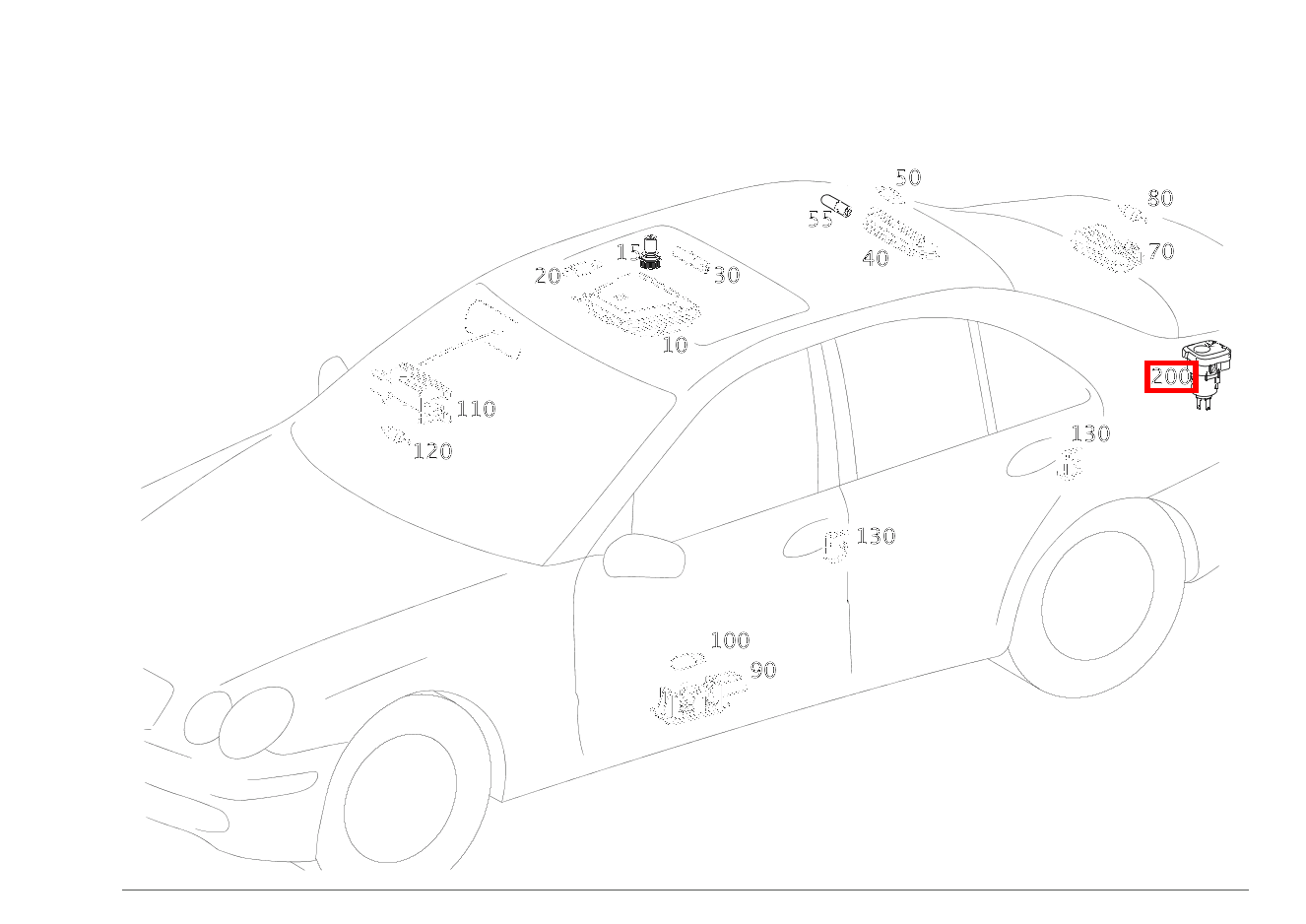 Steckdose KOFFERRAUM LINKS; 12V/15A C 55 AMG Limousine 203