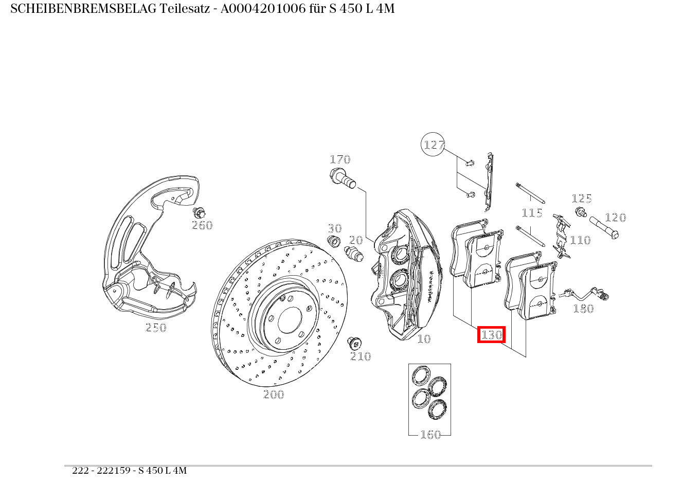 Scheibenbremsbelag Teilesatz S 450 L 4M 222