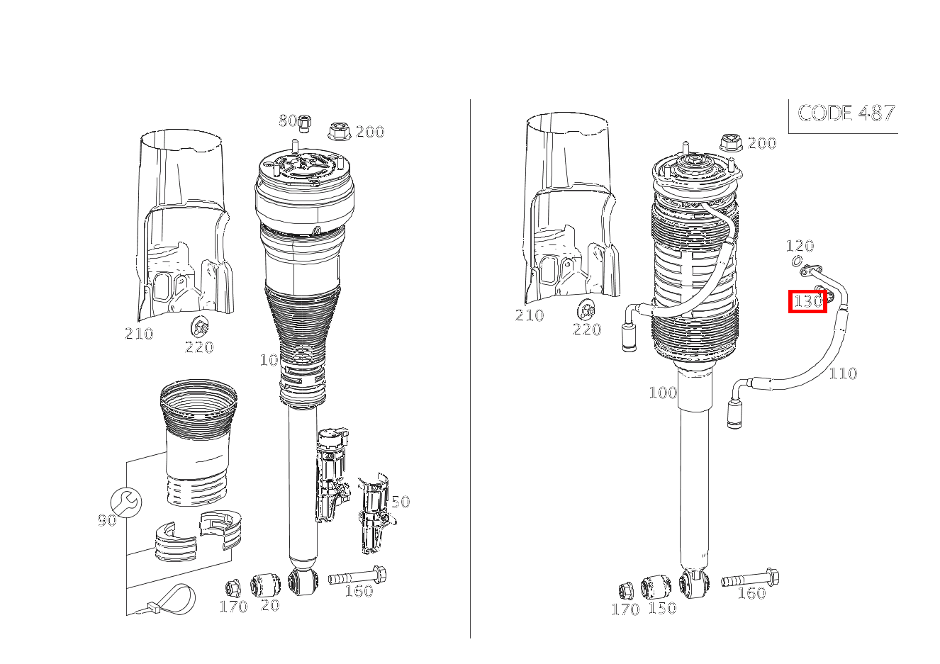 Sechsrundschraube DRUCKLEITUNG RECHTS AN FEDERBEIN; M8X20 S 560 Coupé ALS 217 Sechsrundschraube DRUCKLEITUNG RECHTS AN FEDERBEIN; M8X20 S 560 Coupé ALS 217